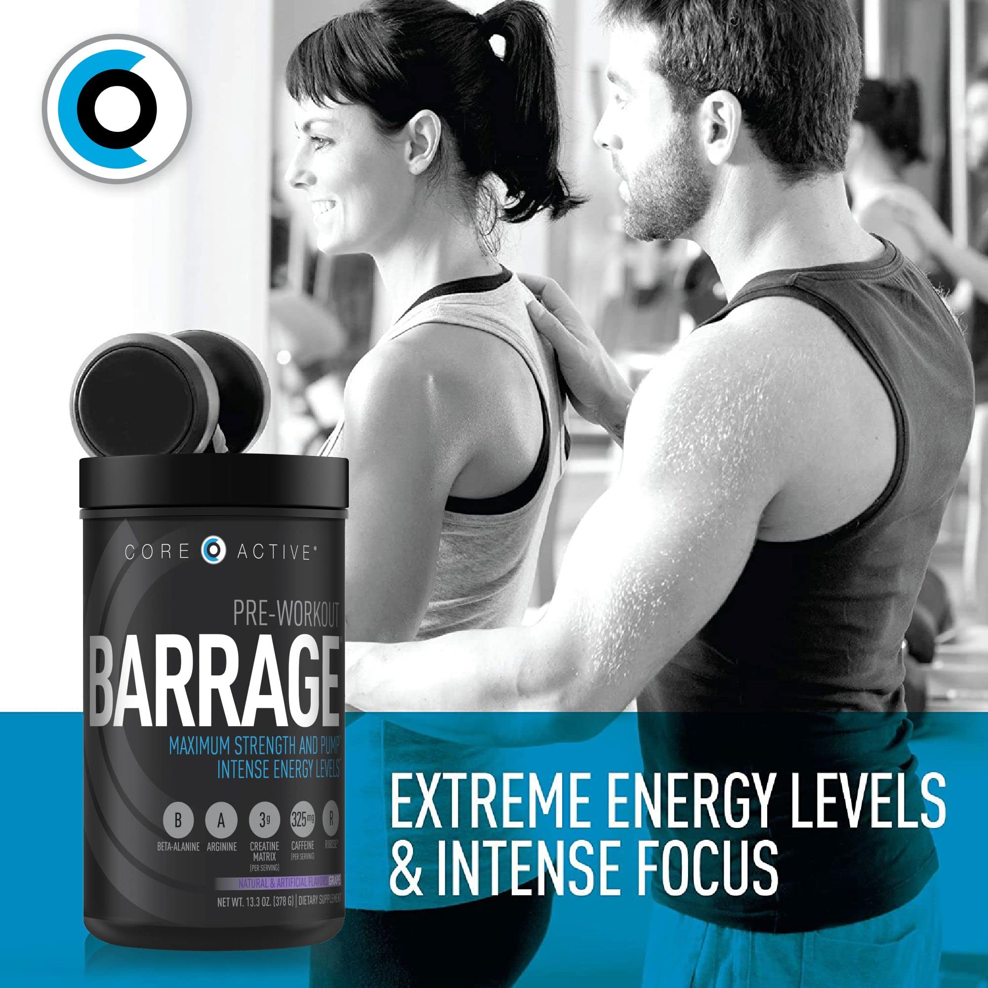 (CORE)ACTIVE Barrage Pre Workout Powder - Preworkout for Women & Men, Creatine (CORE)ACTIVE buy supplements canada