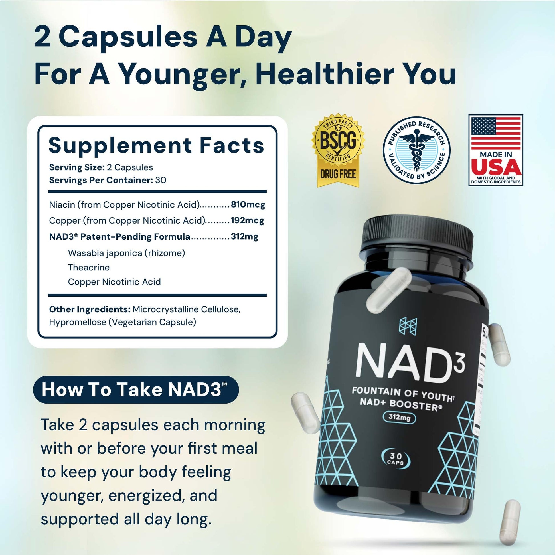 HPN NAD+ Booster – Nicotinamide Riboside Alternative (NAD3) for Men & Women | Anti Aging NRF2 Activator, 312 mg per Serving – Natural Energy Supplement for Longevity & Cellular Health, 30 Veggie Pills HPN buy supplements canada