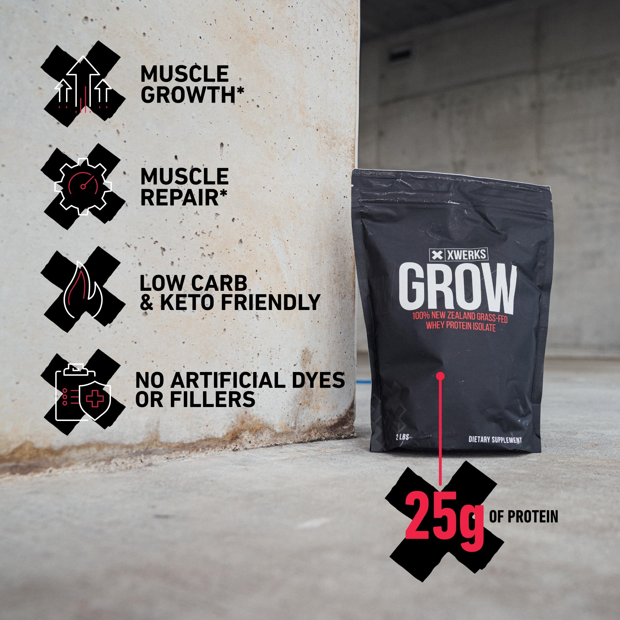 Xwerks Grow 100% New Zealand Grass-Fed Whey Protein - 25g of Pure Isolate Protein Xwerks buy supplements canada