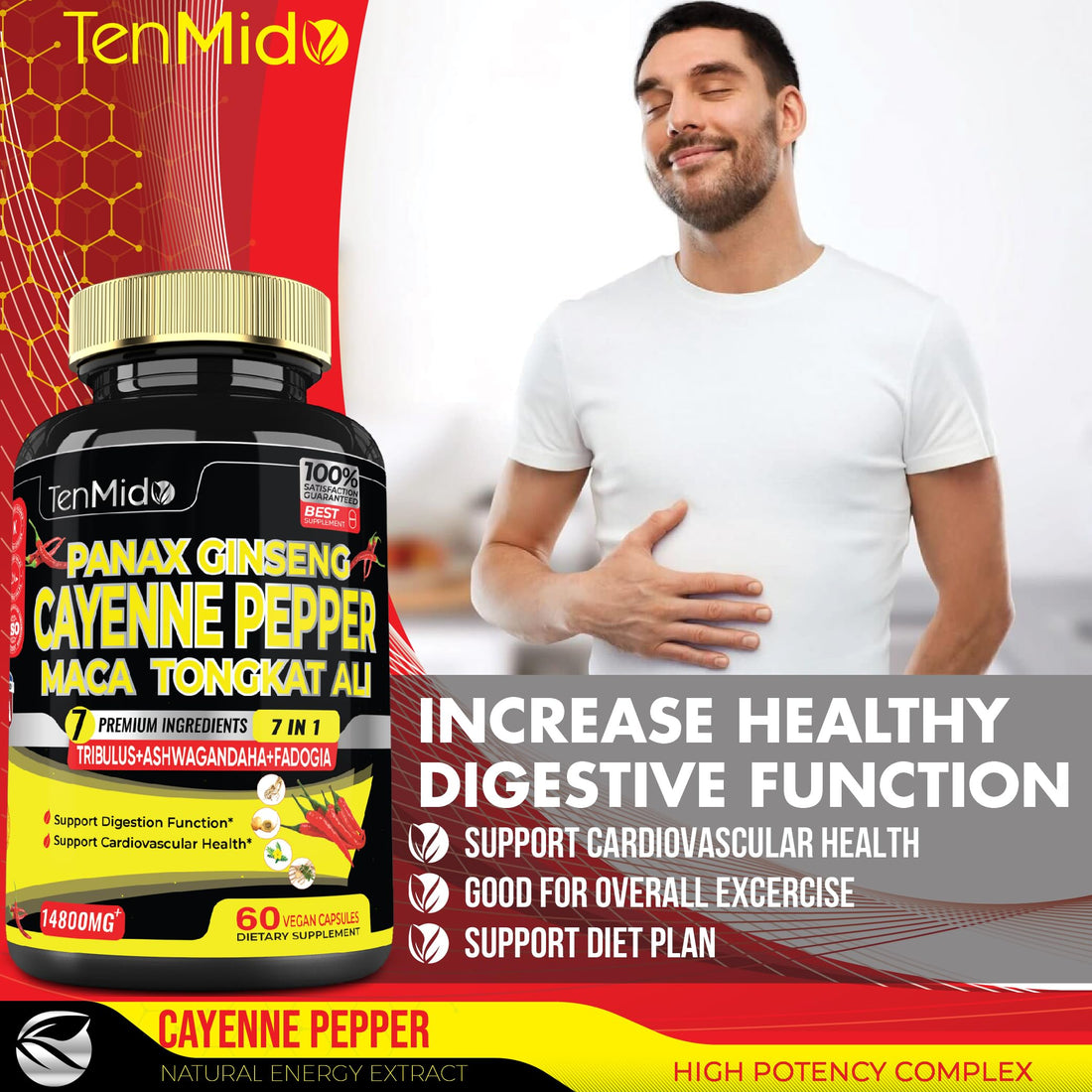 2 Packs 60 Caps 14800mg - Cayenne Pepper Supplements Extract Capsules - Tongkat Ali Tenmido buy supplements canada