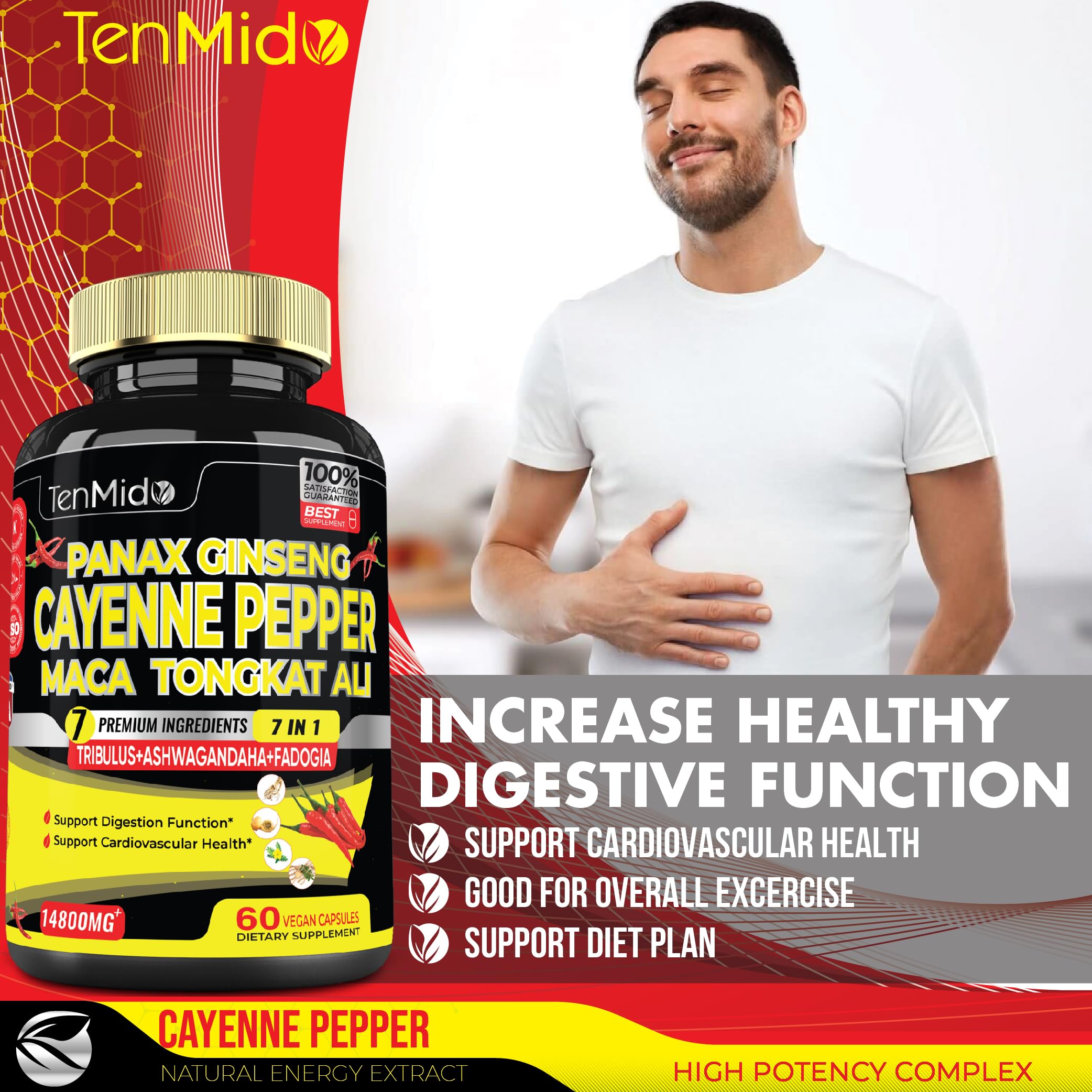 2 Packs 60 Caps 14800mg - Cayenne Pepper Supplements Extract Capsules - Tongkat Ali Tenmido buy supplements canada