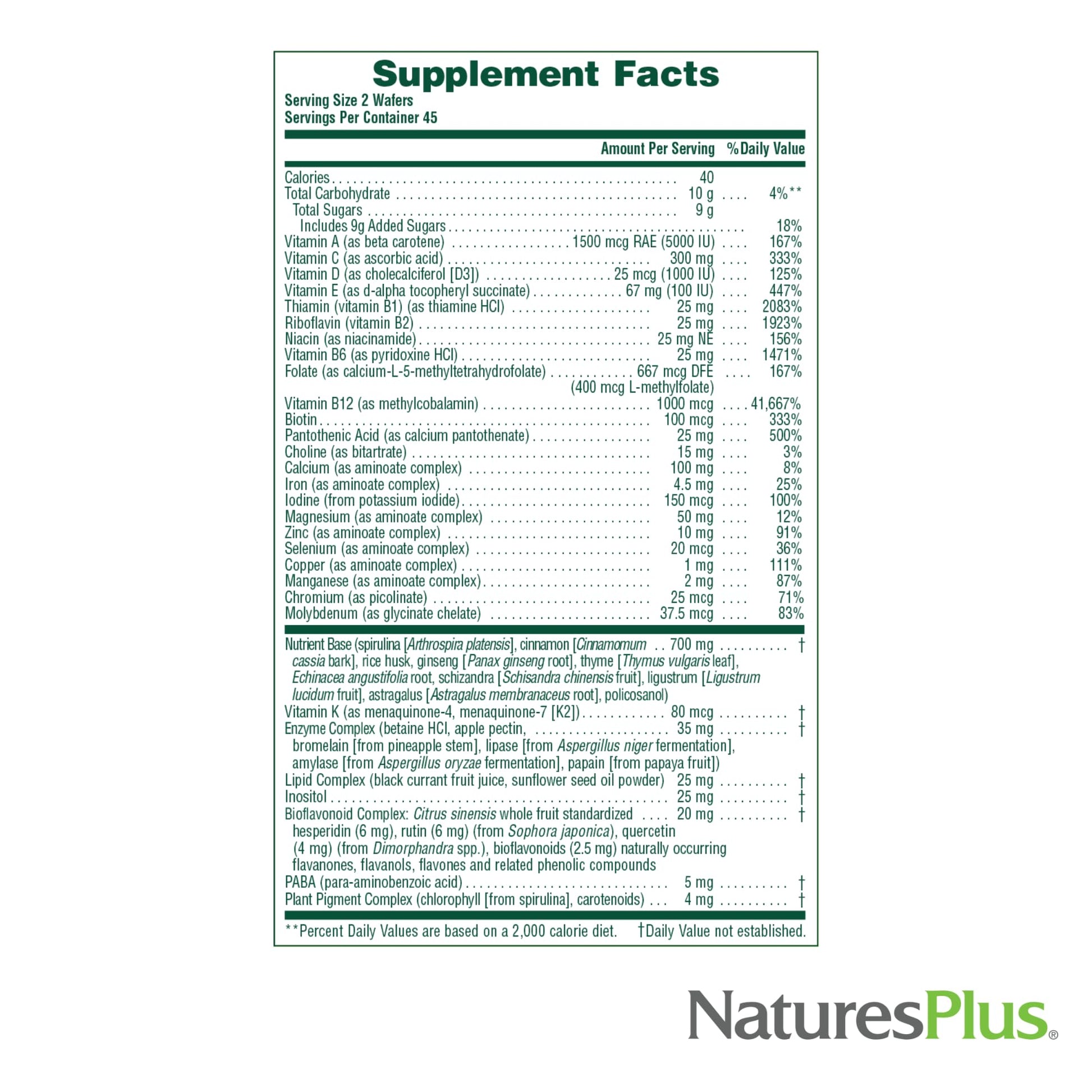 Natures Plus Source of Life Adult’s Chewable, Apple Cinnamon - 90 Wafers, Pack of 2 - Multi-Vitamin & Mineral Supplement - Gluten Free, Vegetarian - 90 Total Servings NaturesPlus buy supplements canada
