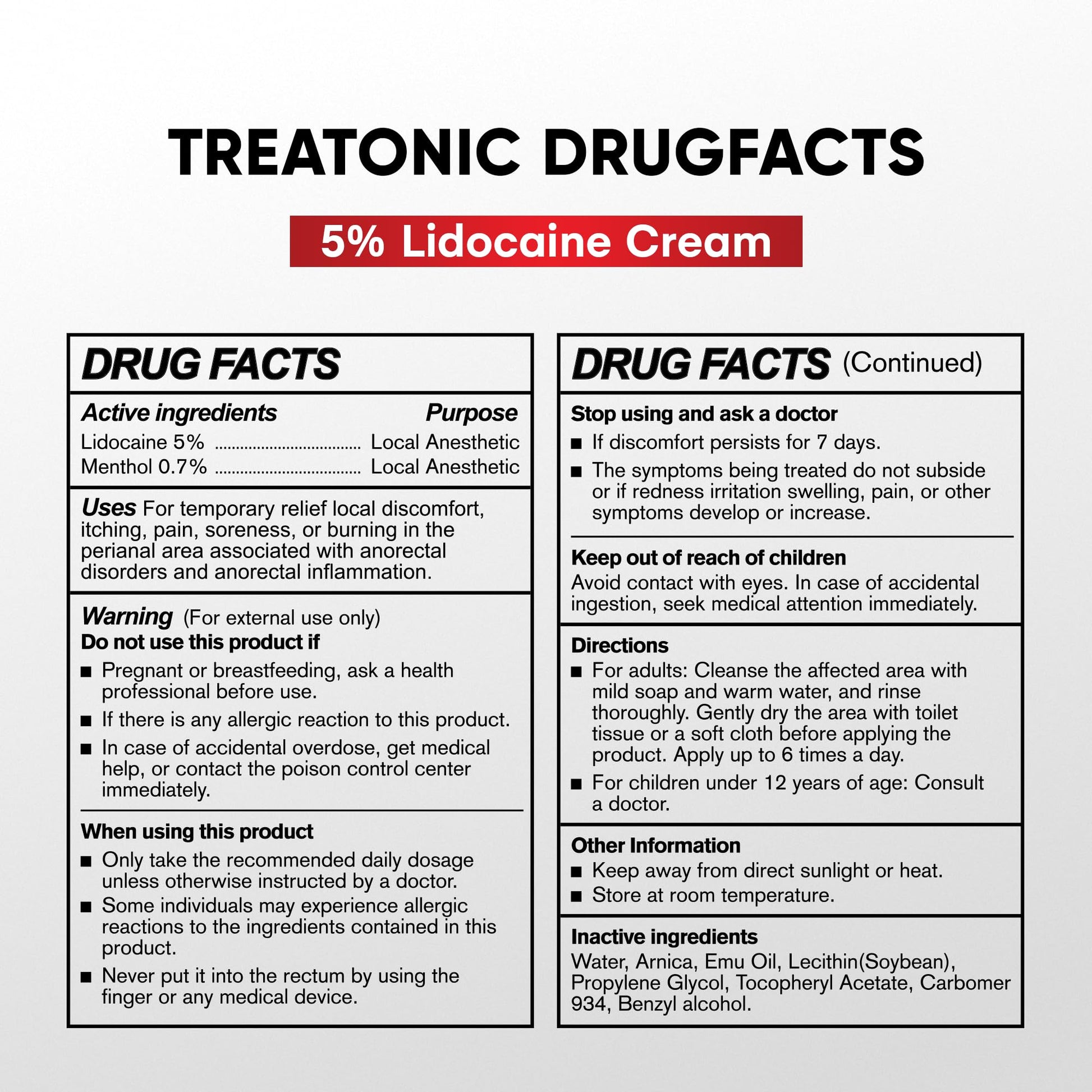 Treatonic 5% Lidocaine Numbing Cream: Lidocaine Cream for Pain Relief, Itching, Burning, Soreness, Hemorrhoid - Maximum Strength Topical Numb Cream - Fast Acting & Long Lasting Numbing Cream - 4.2 oz Treatonic buy supplements canada