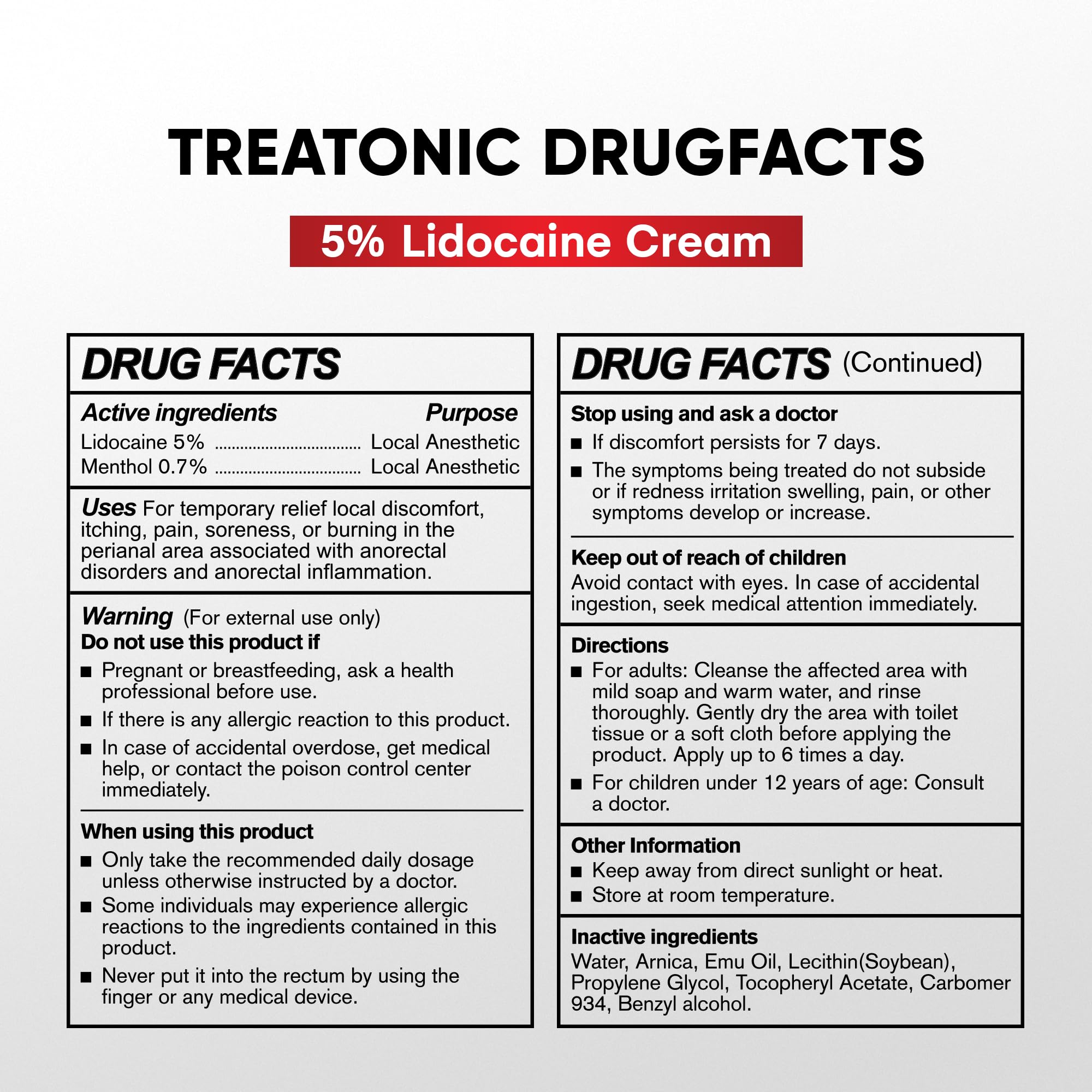 Treatonic 5% Lidocaine Numbing Cream: Lidocaine Cream for Pain Relief, Itching, Burning, Soreness, Hemorrhoid - Maximum Strength Topical Numb Cream - Fast Acting & Long Lasting Numbing Cream - 4.2 oz Treatonic buy supplements canada