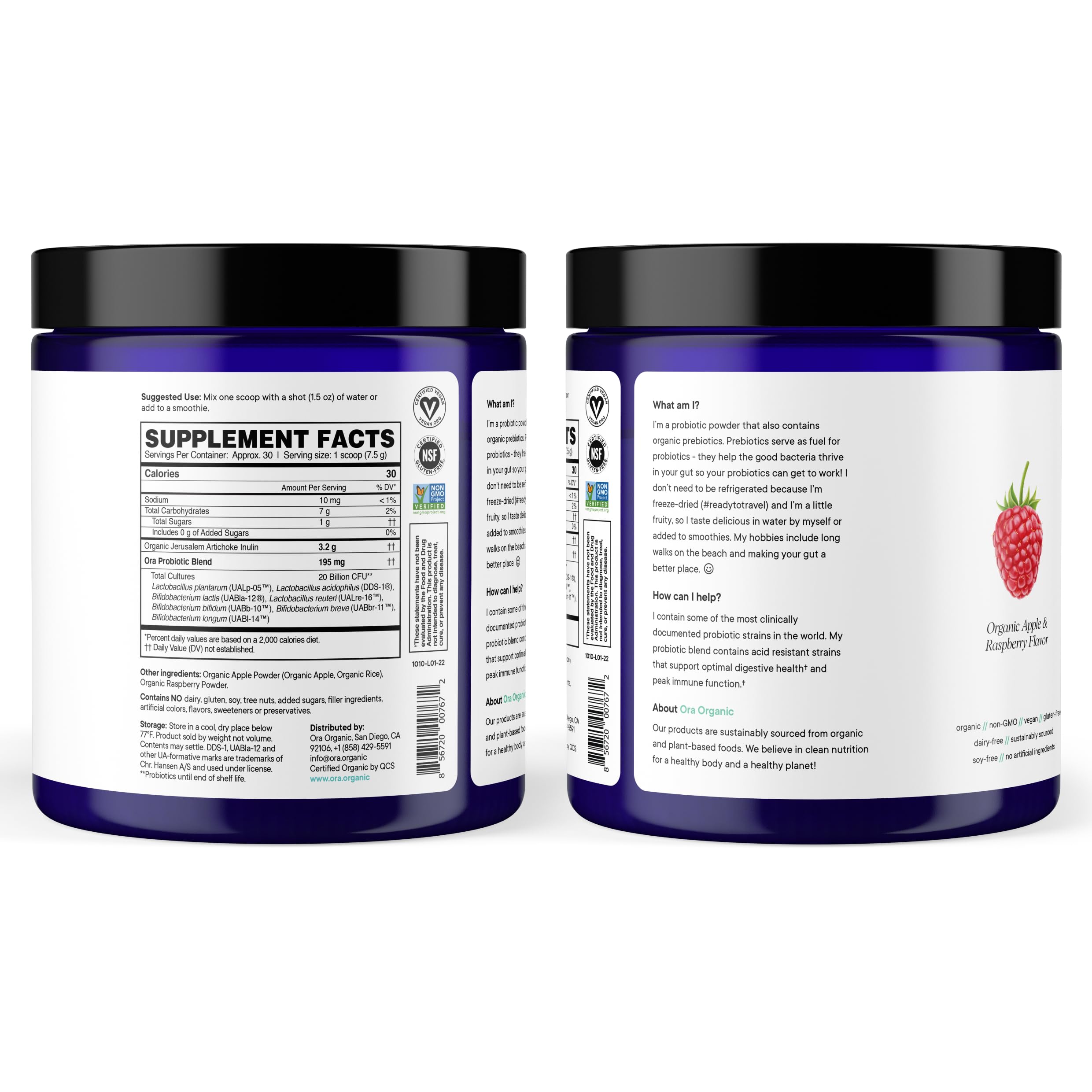 Ora Organic Prebiotic and Probiotic Powder Supplement - 20 Billion Probiotics, 7 Strains for Best Prebiotic Powder, Non-GMO, Probiotics for Women, Men & Kids - Apple Raspberry Flavor, 30 Servings… Ora Organic buy supplements canada