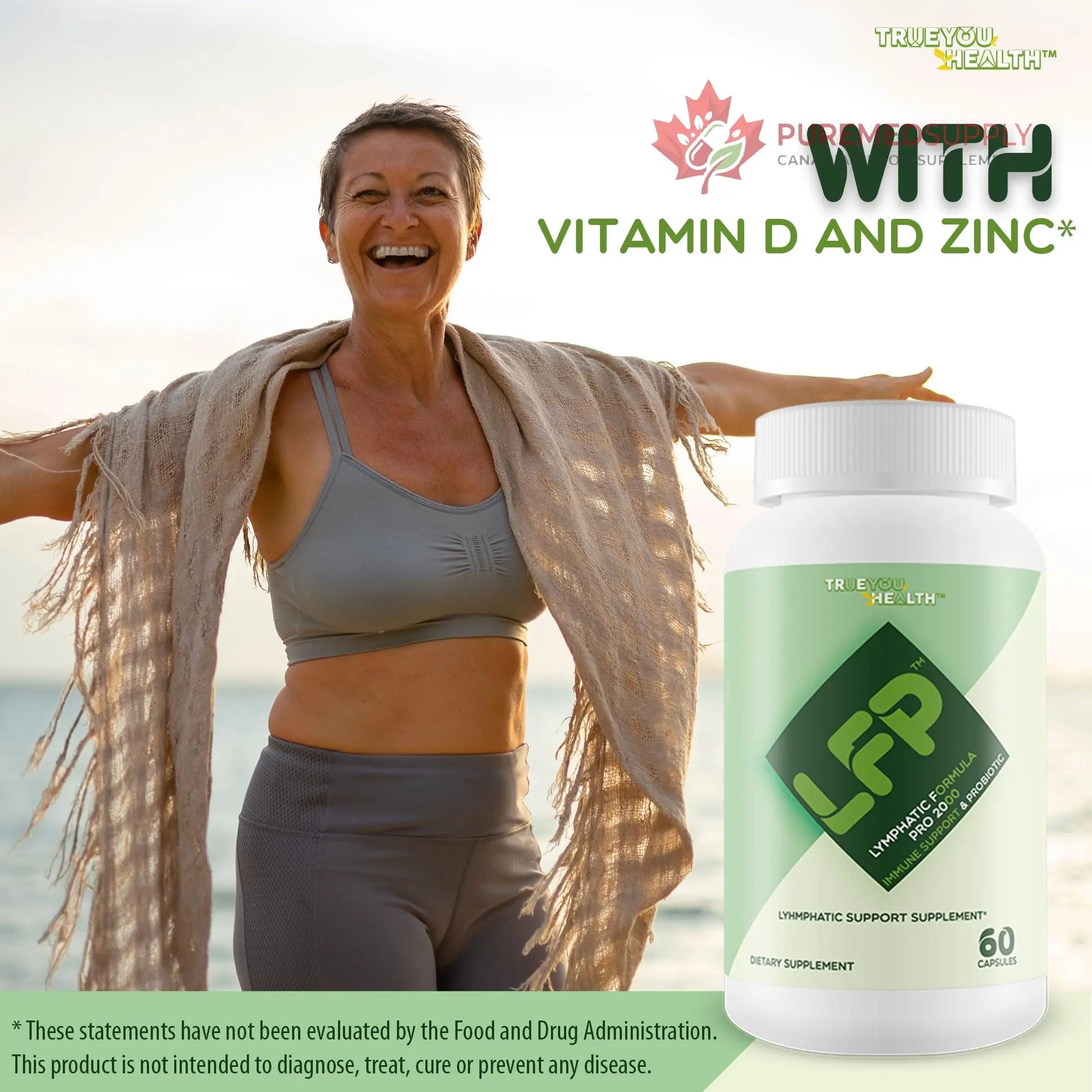 LFP - Lymphatic Formula Pro 2000 Immune Support & Probiotic - Lymphatic Support Supplement to Promote Healthy Immune System & Lymphatic Function - Aid Immune Response, Gut Health, & Overall Health True You Health buy supplements canada