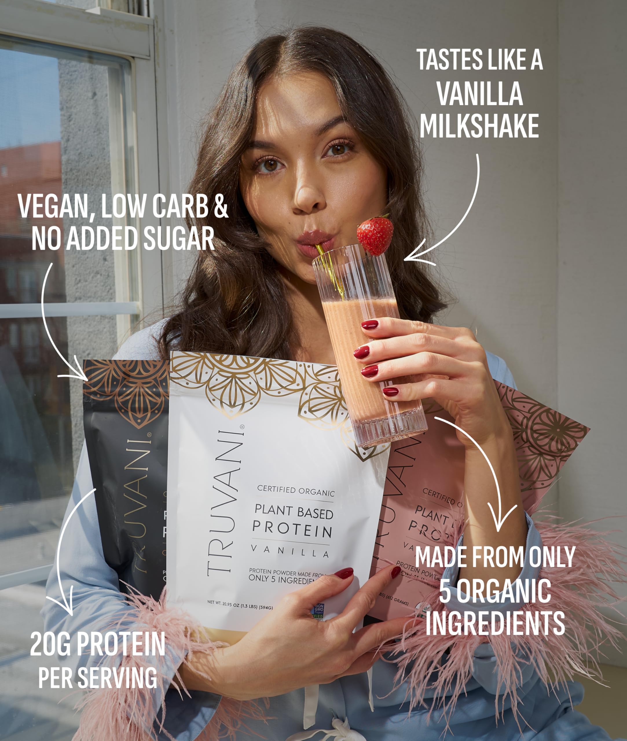 Truvani Organic Plant Based Protein Powder | Vanilla | 20g Pea Protein | 18 Servings | Vegan & Keto | Gluten & Dairy Free | Low Carb | No Added Sugar Truvani buy supplements canada