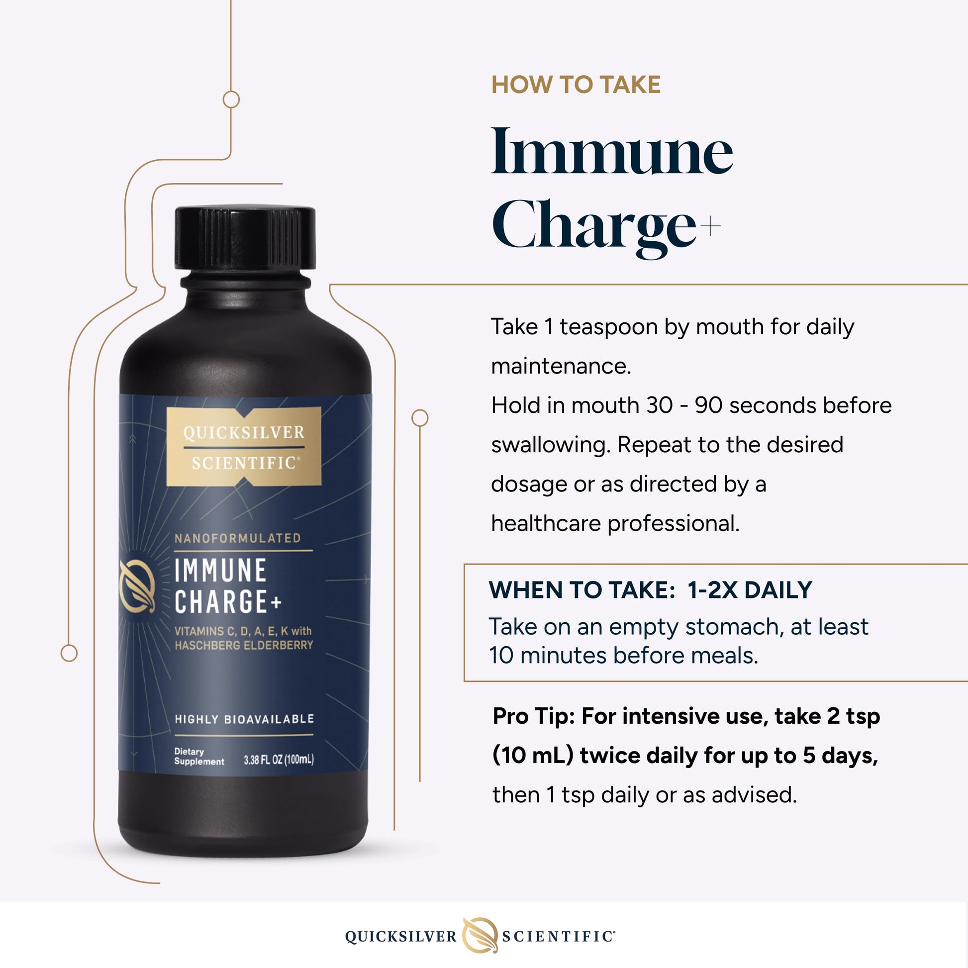 Quicksilver Scientific Immune Charge+ - Elderberry with 10,000 IU Vitamin D3, 25,000 Vitamin A, C, E, K1 & K2 for Immune Health & Lung Support (100ml) Quicksilver Scientific buy supplements canada