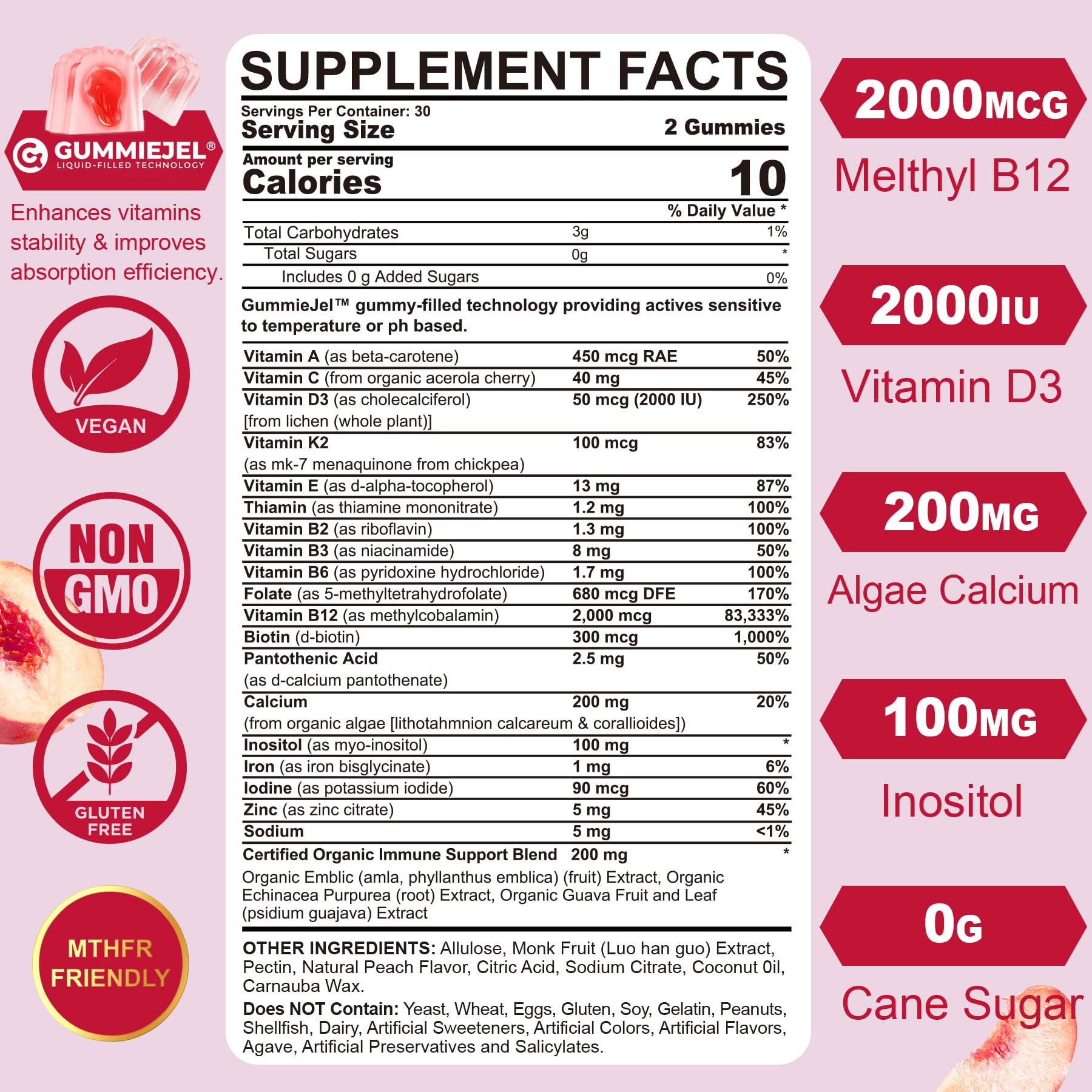 Methylated Multivitamin for Women Gummies, Calcium, D3 K2, Methylfolate & B12, Inositol, Daily Vitamin A C E, B Complex, Biotin, Zinc Nextdia buy supplements canada