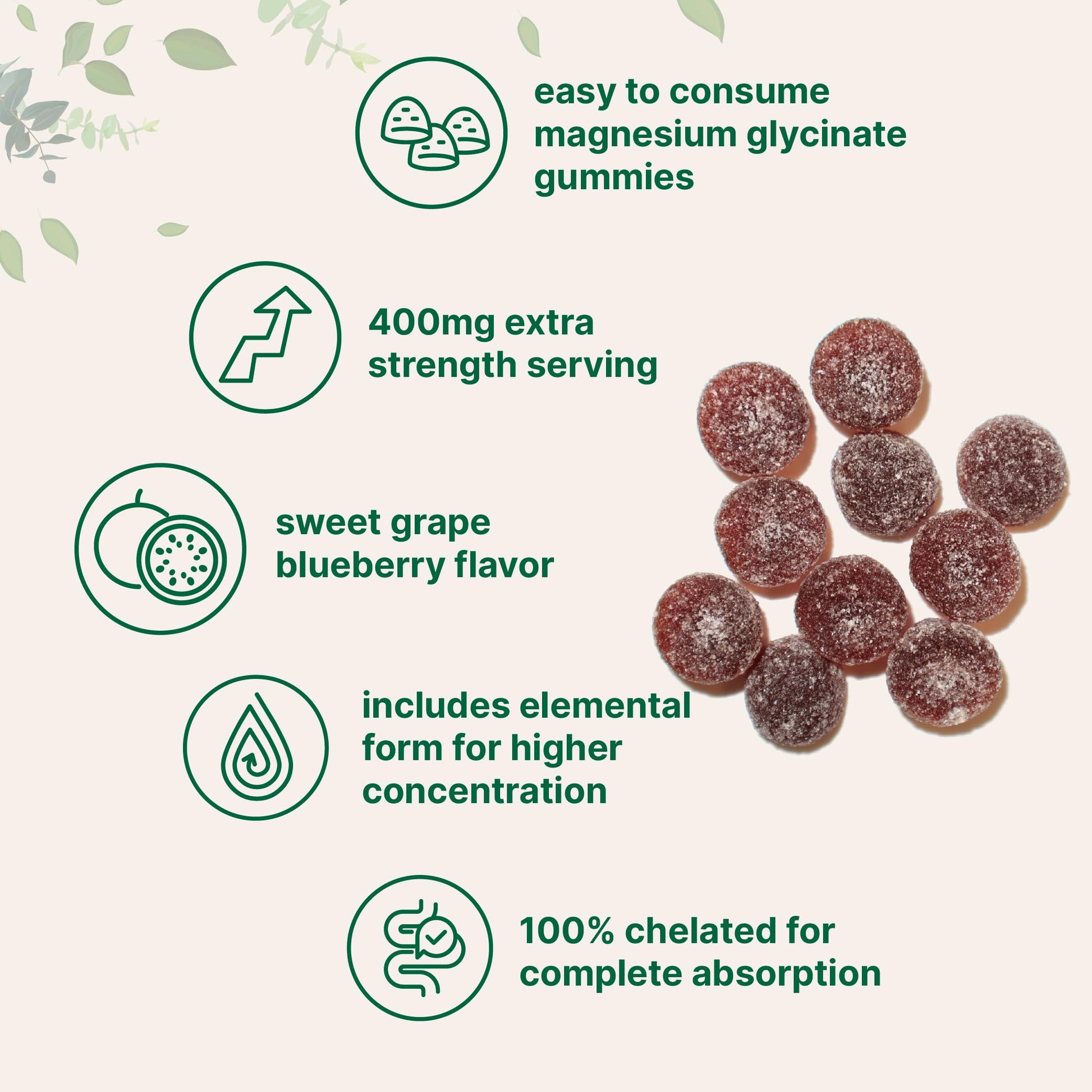 Magnesium Glycinate Gummies 400mg Per Serving, 120 Count | Natural Grape Blueberry Flavor | Potent Elemental Form + Chelated for High Absorption | Healthy Muscle, Bones, & Mood Support Supplement Micro Ingredients buy supplements canada