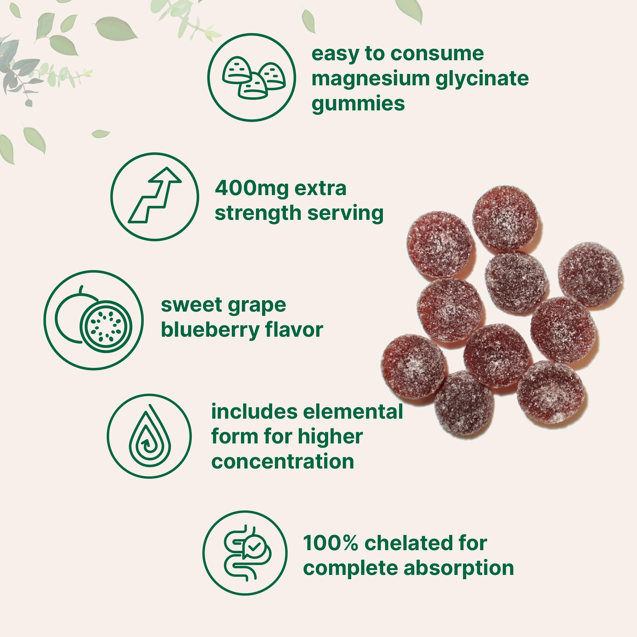 Magnesium Glycinate Gummies 400mg Per Serving, 120 Count | Natural Grape Blueberry Flavor | Potent Elemental Form + Chelated for High Absorption | Healthy Muscle, Bones, & Mood Support Supplement Micro Ingredients buy supplements canada