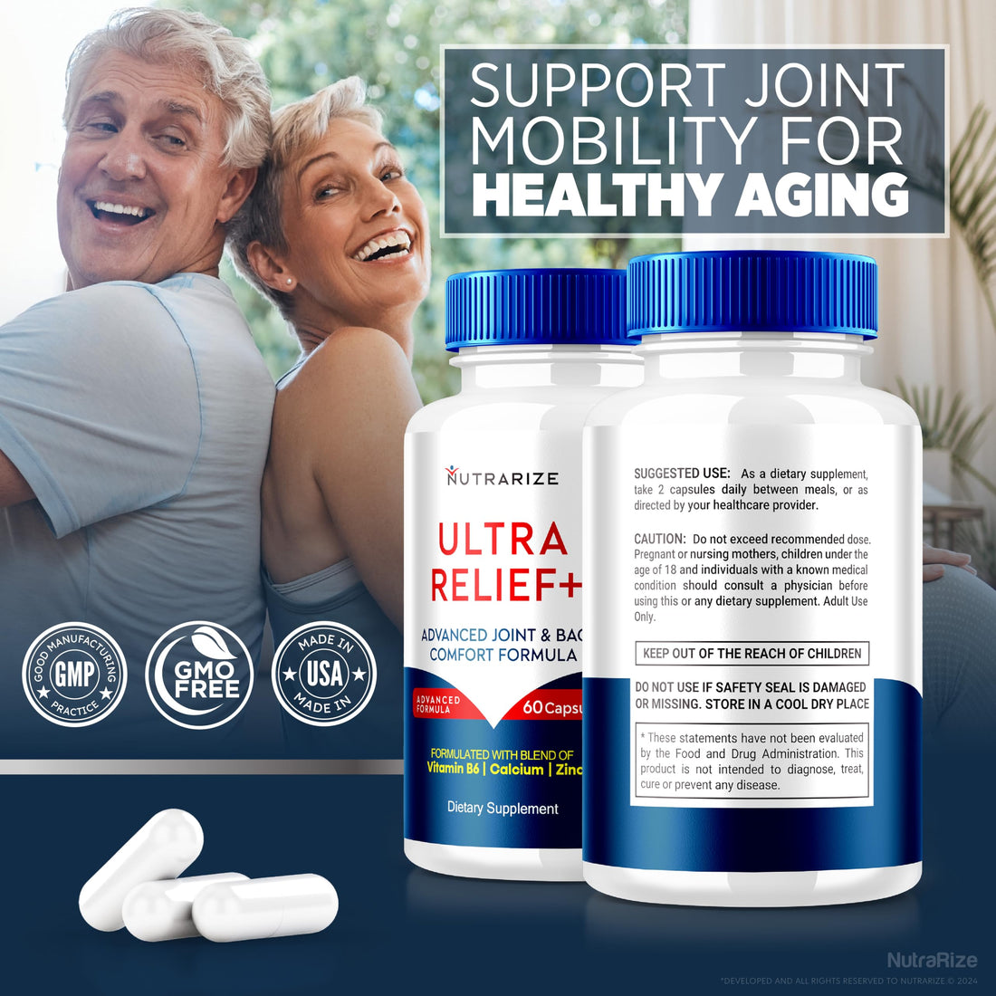 (2 Pack) Ultra Relief+ Capsules, Official Formula for Joint Health, All-Natural Supplement to Support Joint Function and Mobility, Ultra Relief + Pills, Ultra Relief Plus Reviews (120 Capsules) NutraRize buy supplements canada