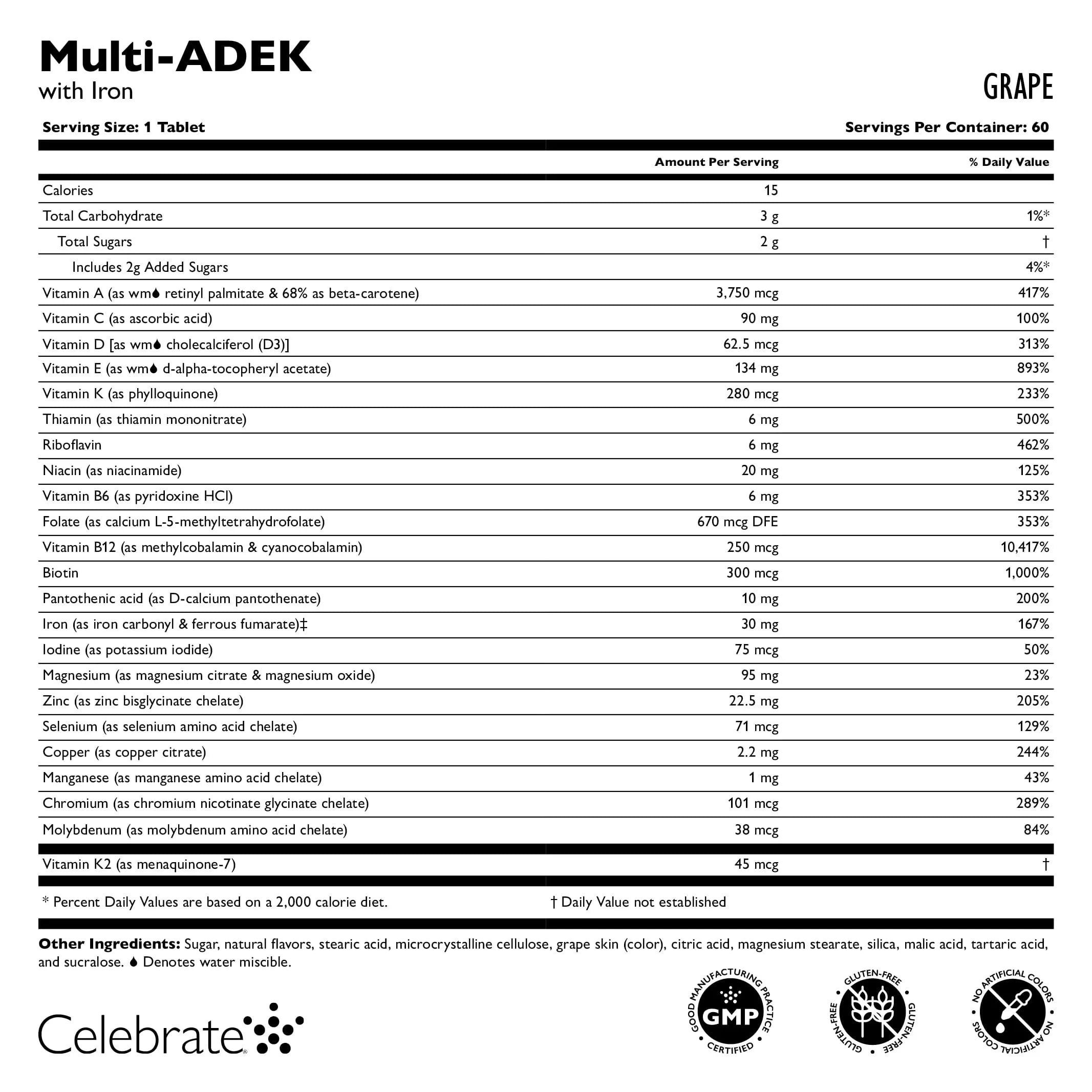 Celebrate Vitamins Multi ADEK Chewables, 60mg Iron - Daily Bariatric Multivitamin, Vitamins A, D, E, K & B12 for Duodenal Switch Surgery Patients Celebrate Bariatric Supplements buy supplements canada
