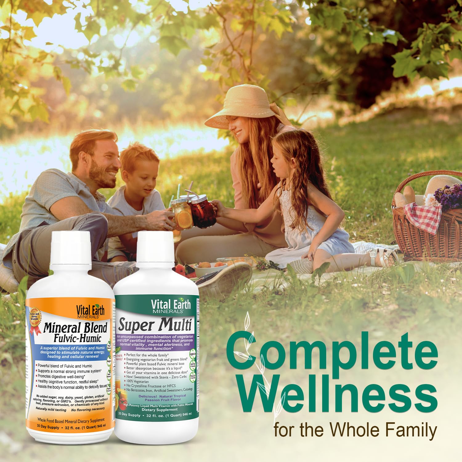 Vital Earth Minerals Detox and Wellness Support – Fulvic Humic Mineral Blend with 70+ Trace Minerals + Super Multi, Liquid Multivitamins, MTHFR Enhancement, 32 OZ Ea Vital Earth Minerals buy supplements canada