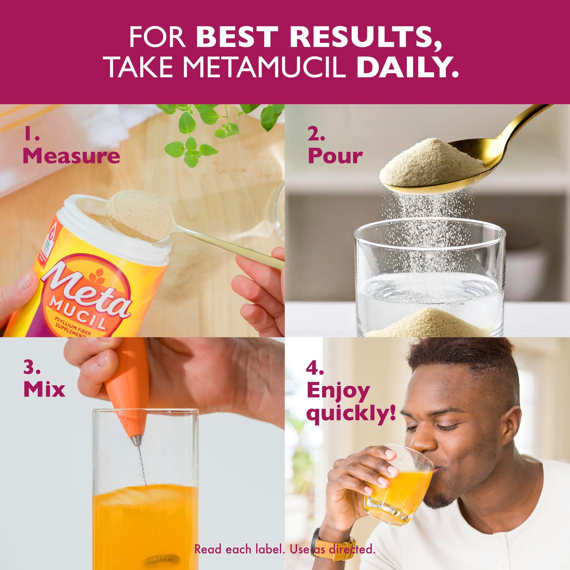 Metamucil 4-in-1 Psyllium Husk Friendly Fiber Supplement, Sugar-Free, 72 teaspoons, Orange Flavored, Daily Fiber Powder for Digestive Health Metamucil buy supplements canada