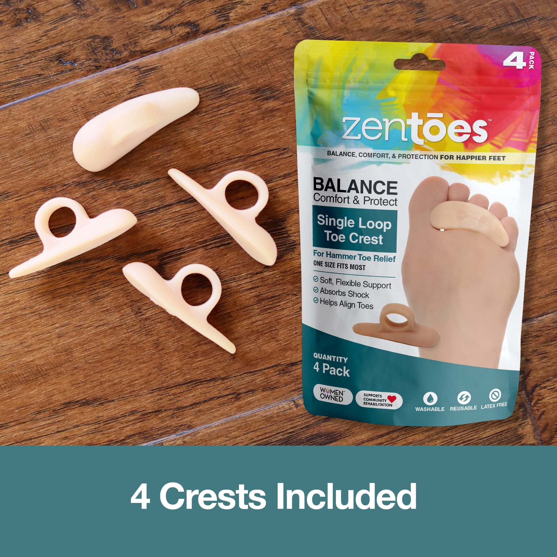 ZenToes Hammer Toe Straightener and Corrector 4 Pack Crests Relieve Foot ZenToes buy supplements canada