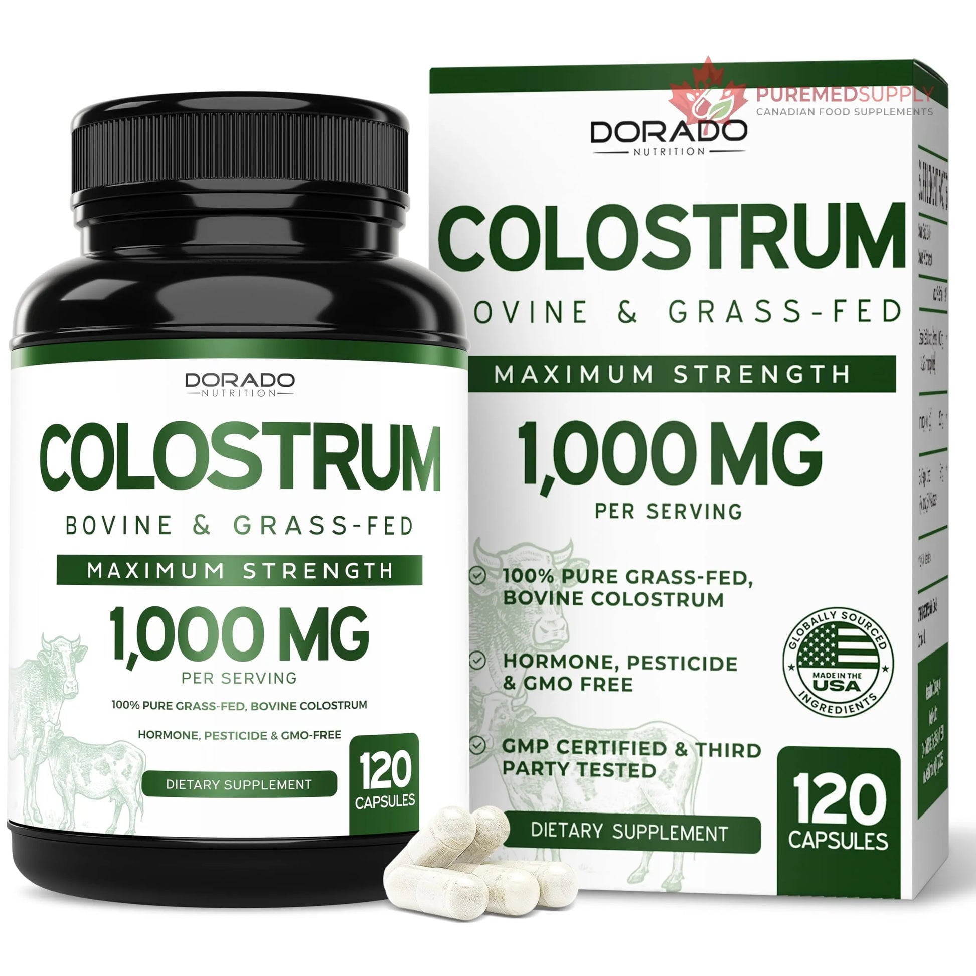 Colostrum (120 Count) Bovine Colostrum Capsules Supplement and Supergreens (60 Gummies) Superfood for Immunity Support with Greens Supplements with 8 Ingredient Power Blend - Vegan Safe & Made in USA DORADO NUTRITION buy supplements canada