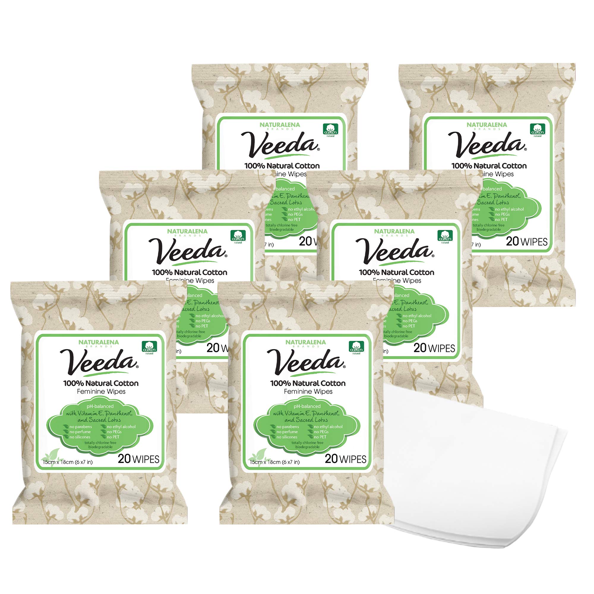 Veeda 100% Natural Cotton PH Balanced Hypoallergenic Feminine Wet Wipes, Safe Cleansing Cloths Veeda buy supplements canada