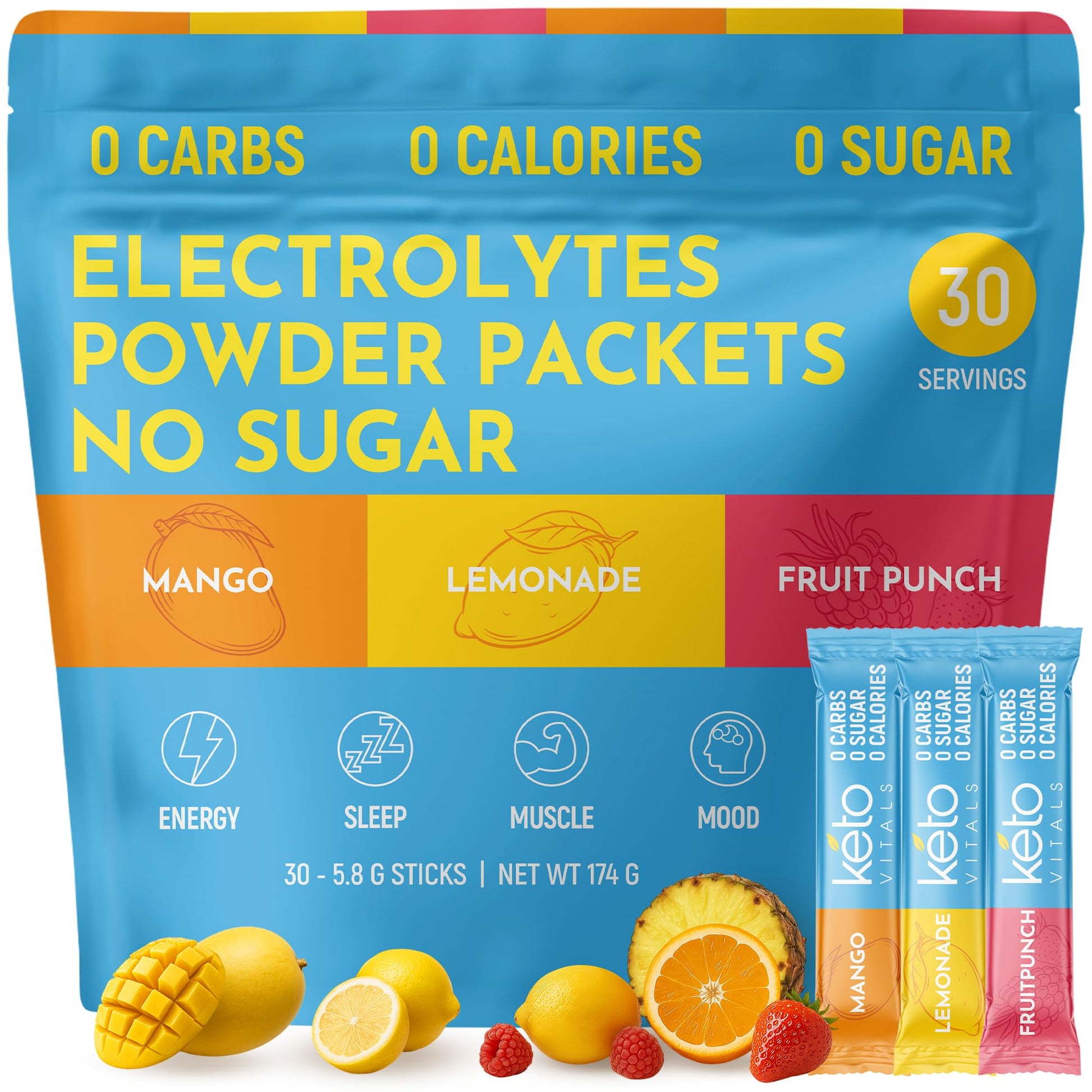 Keto Vitals Original Electrolytes Powder Packets | Keto Friendly Electrolyte Hydration Packs | Sugar Free Electrolytes | Energy Drink Mix | Zero Calorie Zero Carb (Original Assorted, 30 Count) Keto Vitals buy supplements canada
