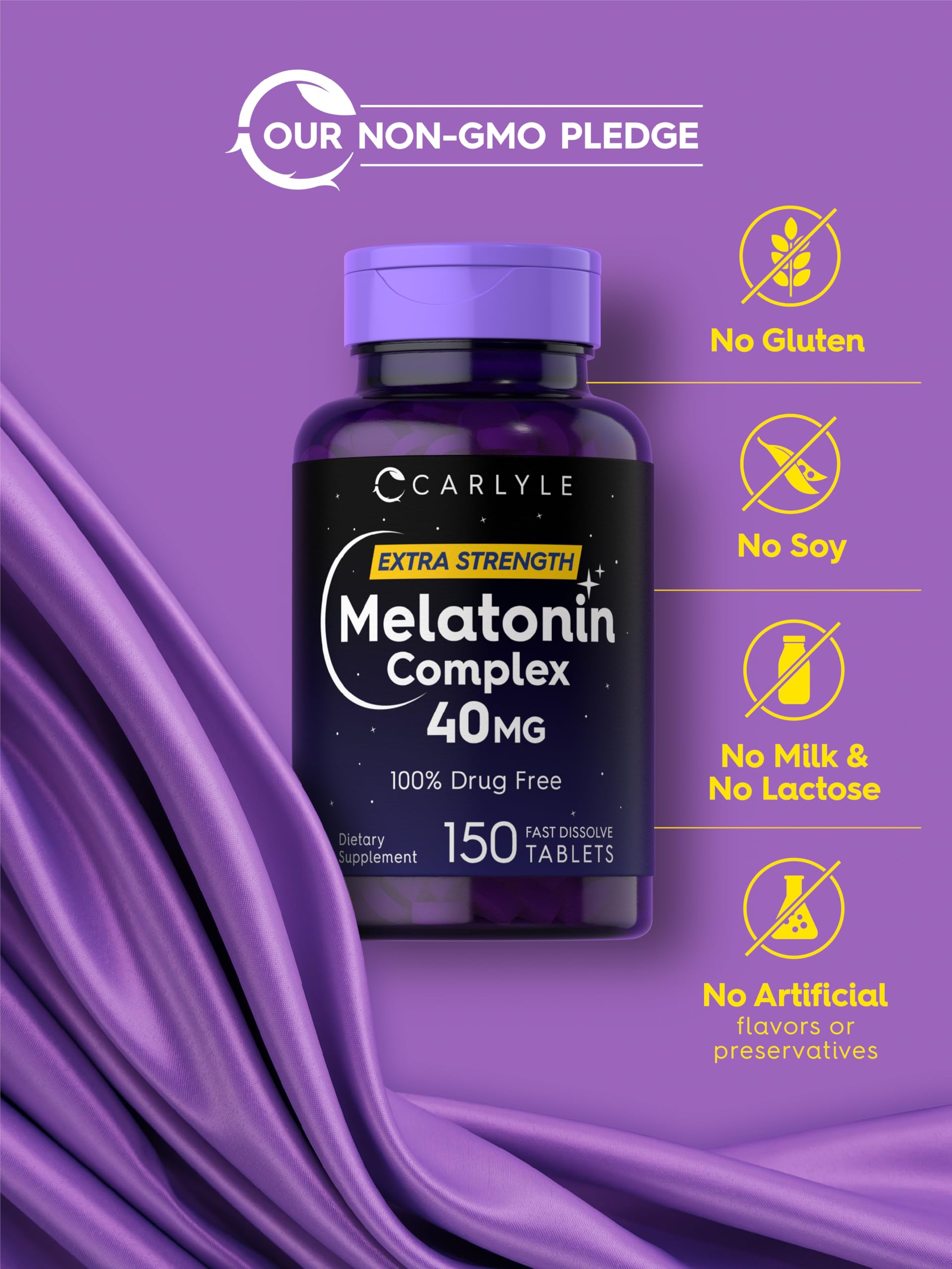 Carlyle Melatonin 40mg Complex | 150 Fast Dissolve Tablets | Extra Strength Support | with Ashwagandha and Chamomile | Vegetarian, Non-GMO, Gluten Free Supplement Carlyle buy supplements canada