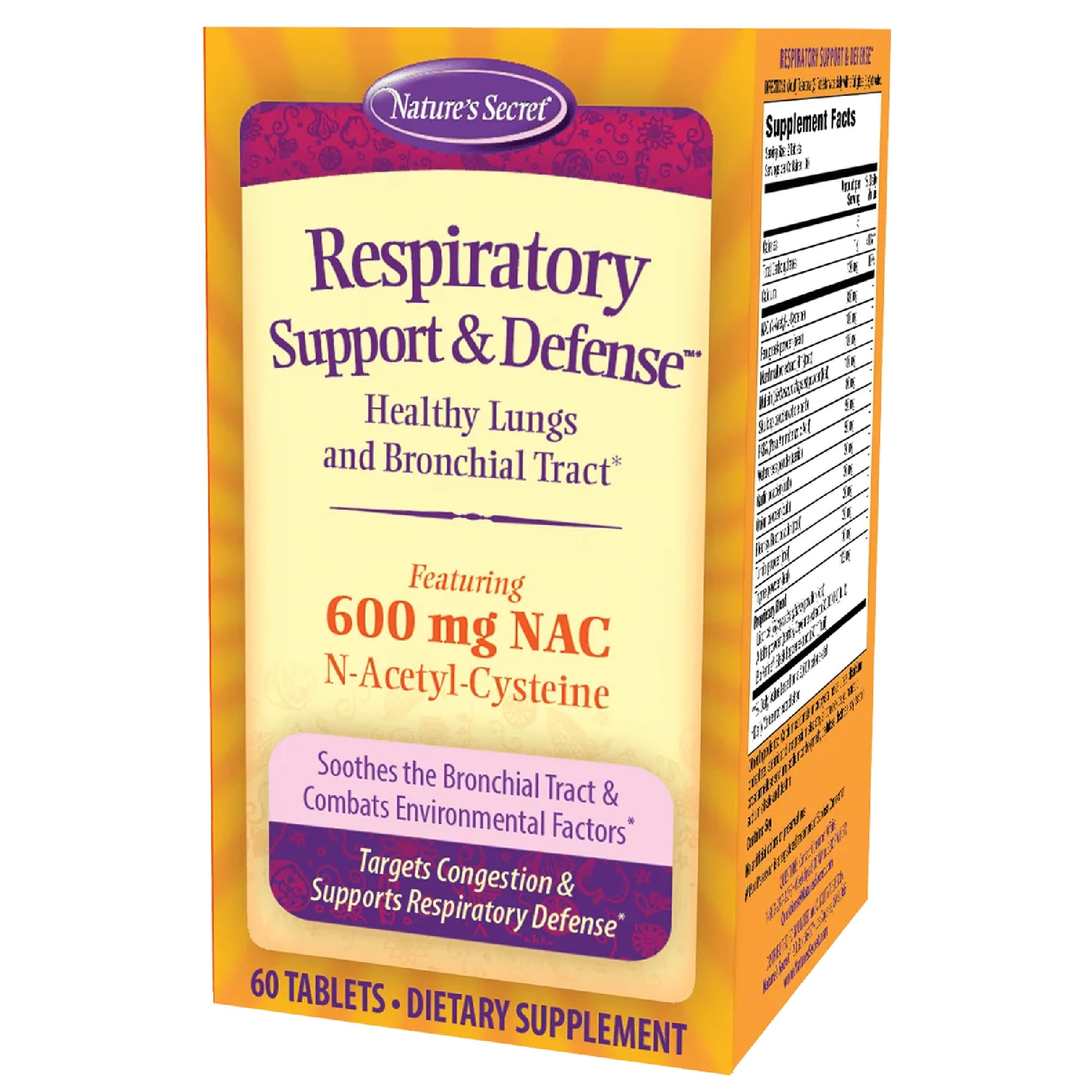 Nature's Secret Respiratory Support & Defense - 60 Tablets - Promotes Healthy Lungs & Bronchial Tract - With NAC, Fenugreek & Marshmallow - 30 Total Servings Nature's Secret buy supplements canada