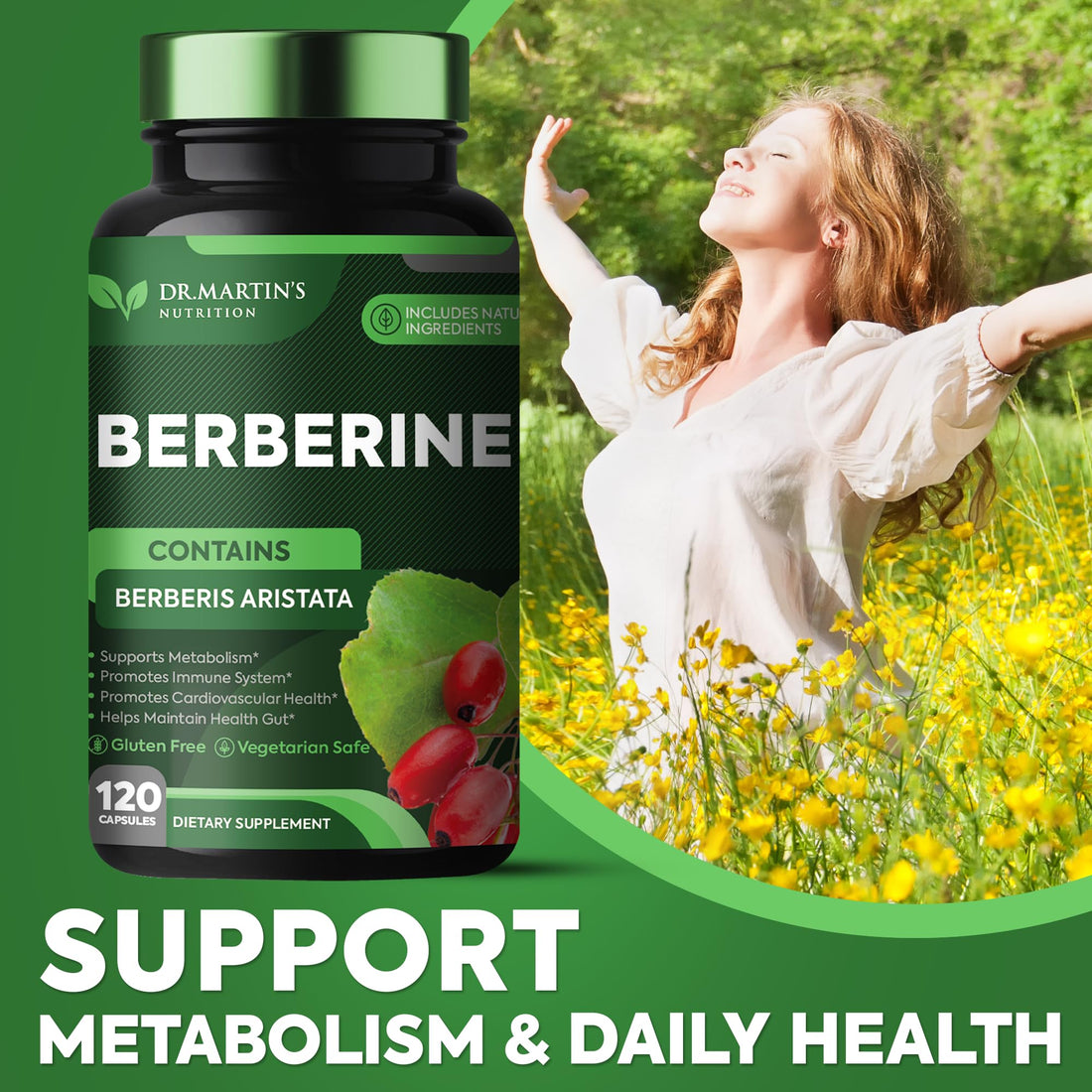 Potent 1200mg Berberine Supplement | 120 Capsules | Berberine HCL Supplement For Healthy DR. MARTIN'S NUTRITION buy supplements canada