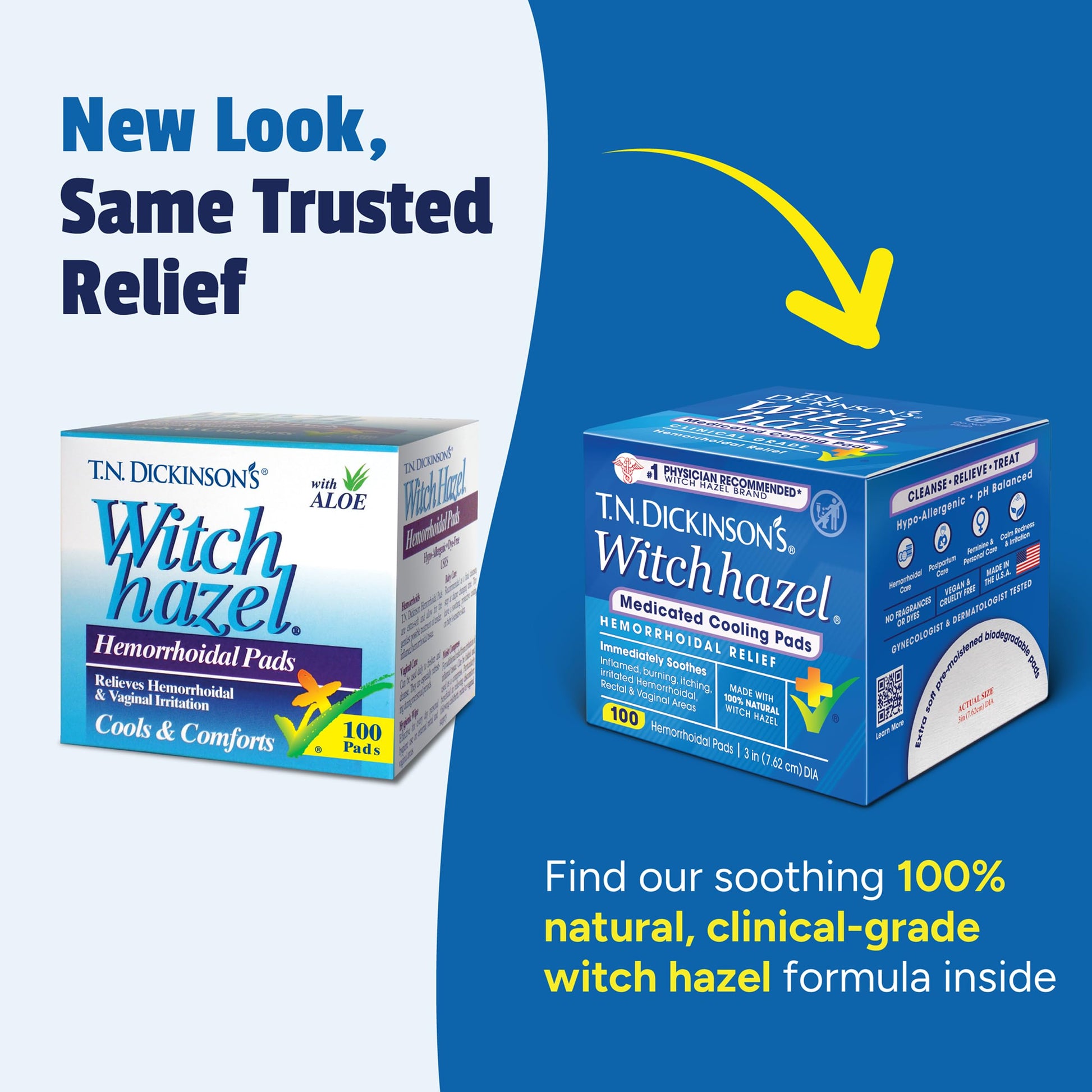 T.N. Dickinson’s Medicated Cooling Pads with Witch Hazel and Aloe | Hemorrhoid Treatment, Postpartum Care, Feminine & Rectal Relief | 100 Rounds T.N. Dickinson's buy supplements canada