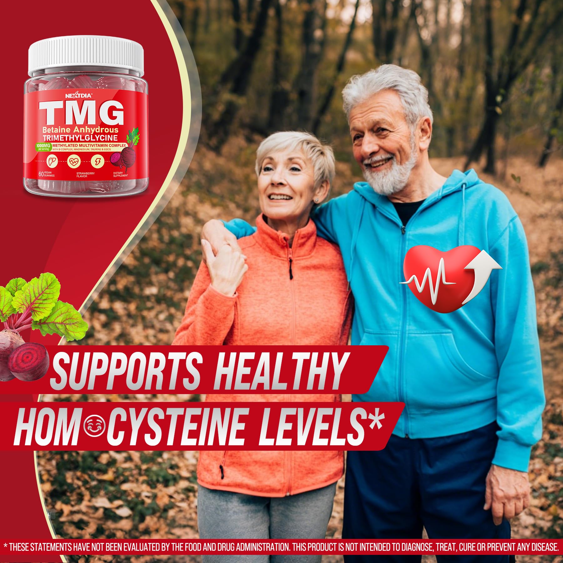 2Pack TMG Gummies 1000mg Betaine Anhydrous + Methylated Multivitamin & B Complex Methylated(Methylfolate B12 B6), Magnesium, Taurine - Essential Trimethylglycine for Homocysteine Levels, Brain, Energy Nextdia buy supplements canada