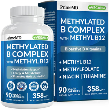 Methylated B Complex with Methylfolate and B12 Methylcobalamin 1000 mcg - Methylated Multivitamin for Energy, Brain Function, and Wellness - Vitamin B Complex for Men & Women PrimeMD buy supplements canada