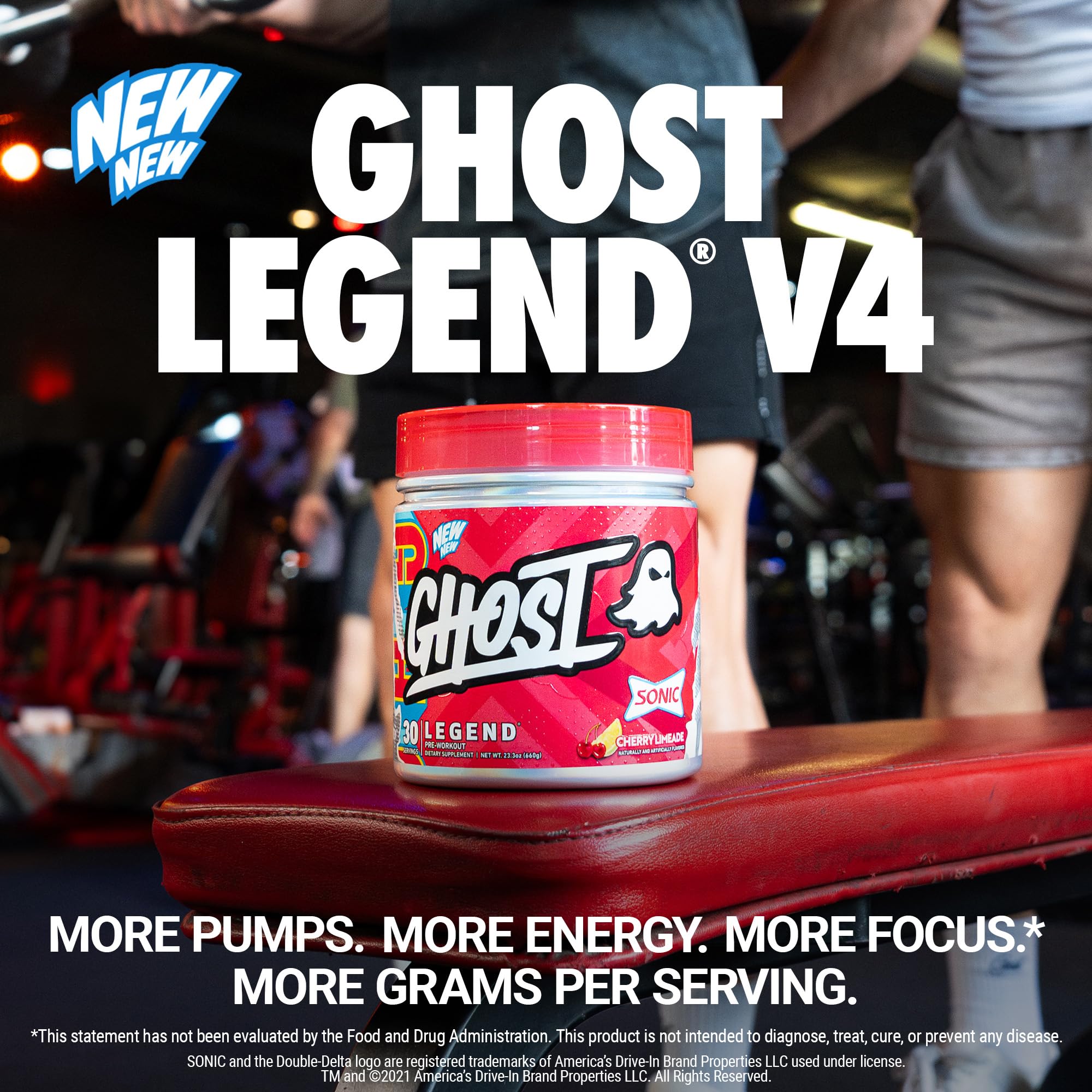GHOST Legend Pre Workout Powder, Sonic Cherry Limeade - 30 Servings – Pre-Workout for Men & Women with Choline, L-Citrulline, GHOST buy supplements canada