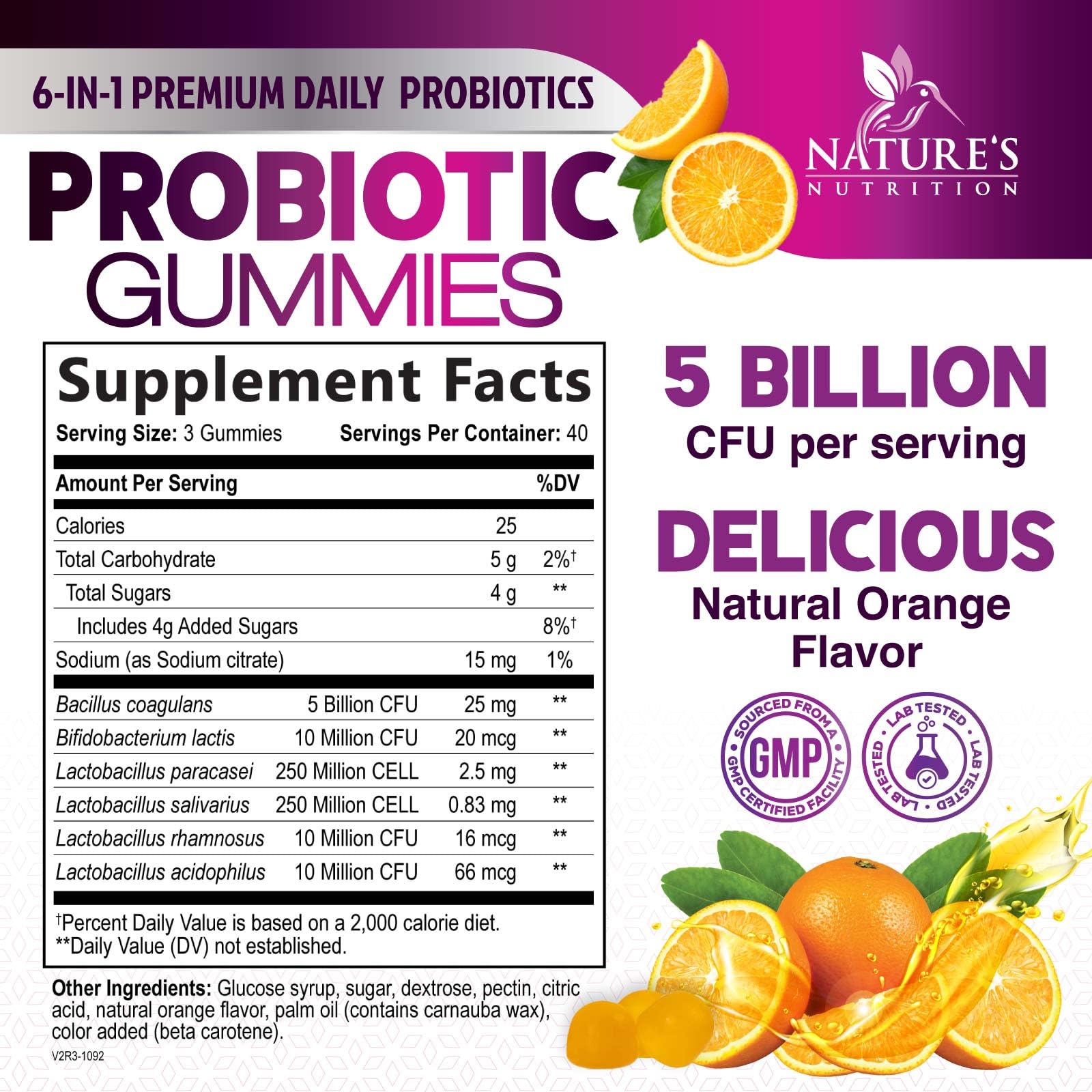 Probiotics for Digestive Health Gummies - 6 Unique Strains for Daily Immune Support & Gut Health, Supports Constipation, Gas & Bloating - Best Probiotic Supplement Nature's Nutrition buy supplements canada