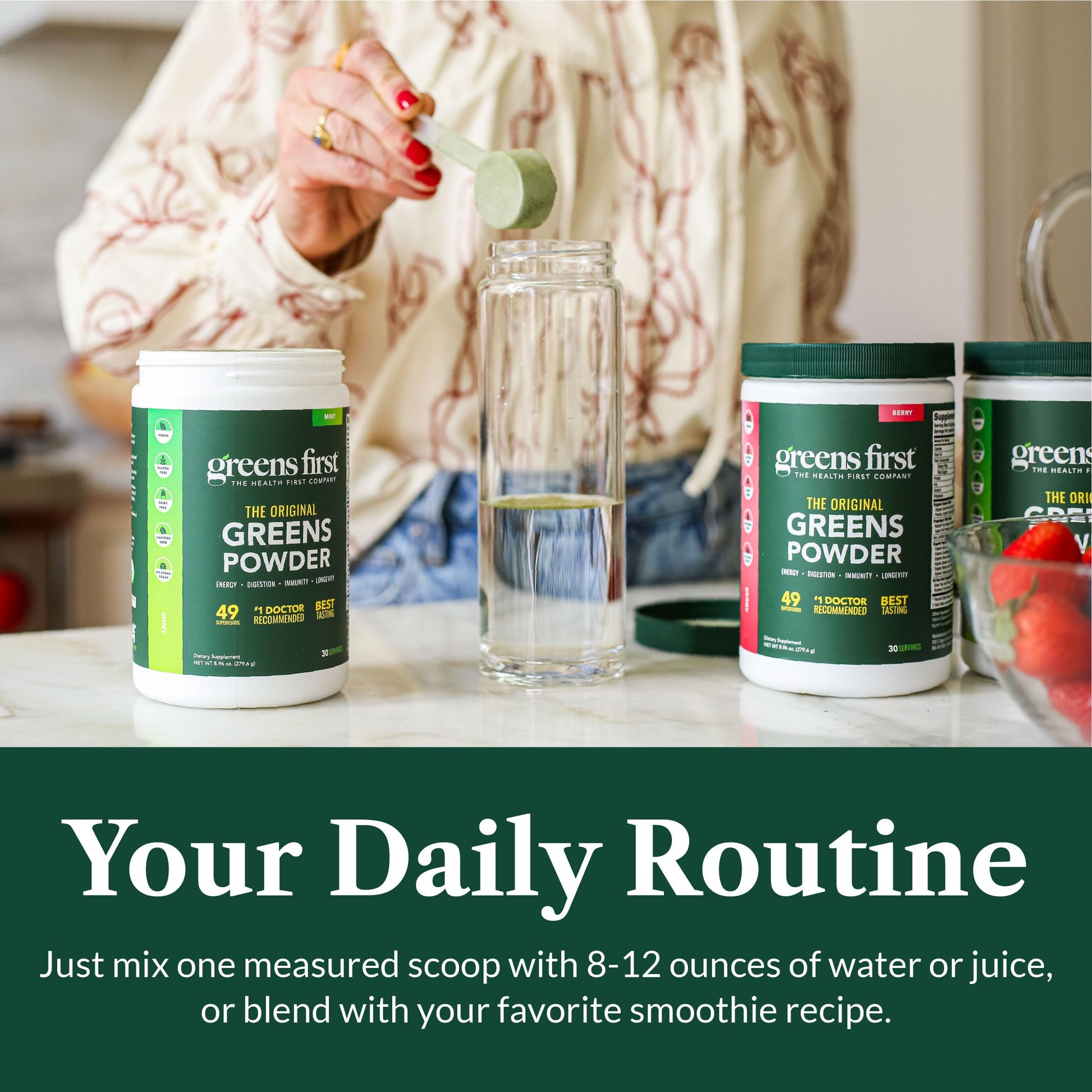 Greens First Original Greens Powder - 49 Superfoods - Organic Fruits & Veggies - Prebiotics, Probiotics & Digestive Enzymes - Antioxidant Smoothie - Dairy Free, Vegan & Non-GMO (Mint, 30 Servings) Greens First buy supplements canada