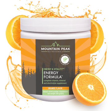 Mountain Peak Nutritionals Energy Formula - All in One Multi-Mineral Powder - Complete Nutrition, Vitamin, Mineral, and Electrolyte Supplement for Men & Women - Orange Flavor (255g, 30 Servings) Mountain Peak Nutritionals buy supplements canada