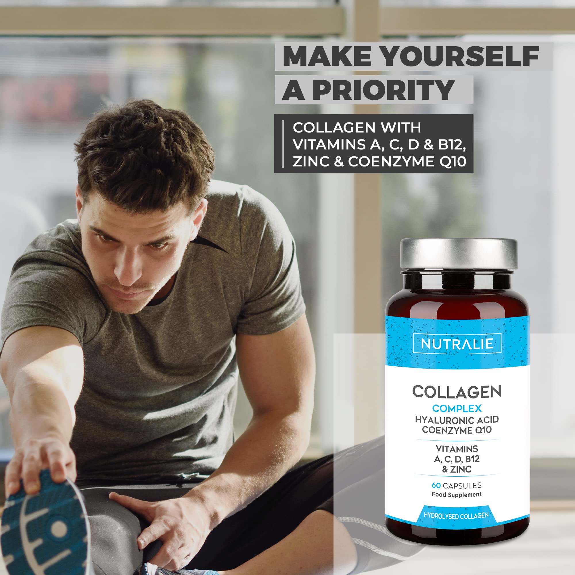 Collagen + Hyaluronic Acid + Q10 Hydrolysed Collagen Women Men + Vitamins A C D B12 Zinc NUTRALIE buy supplements canada