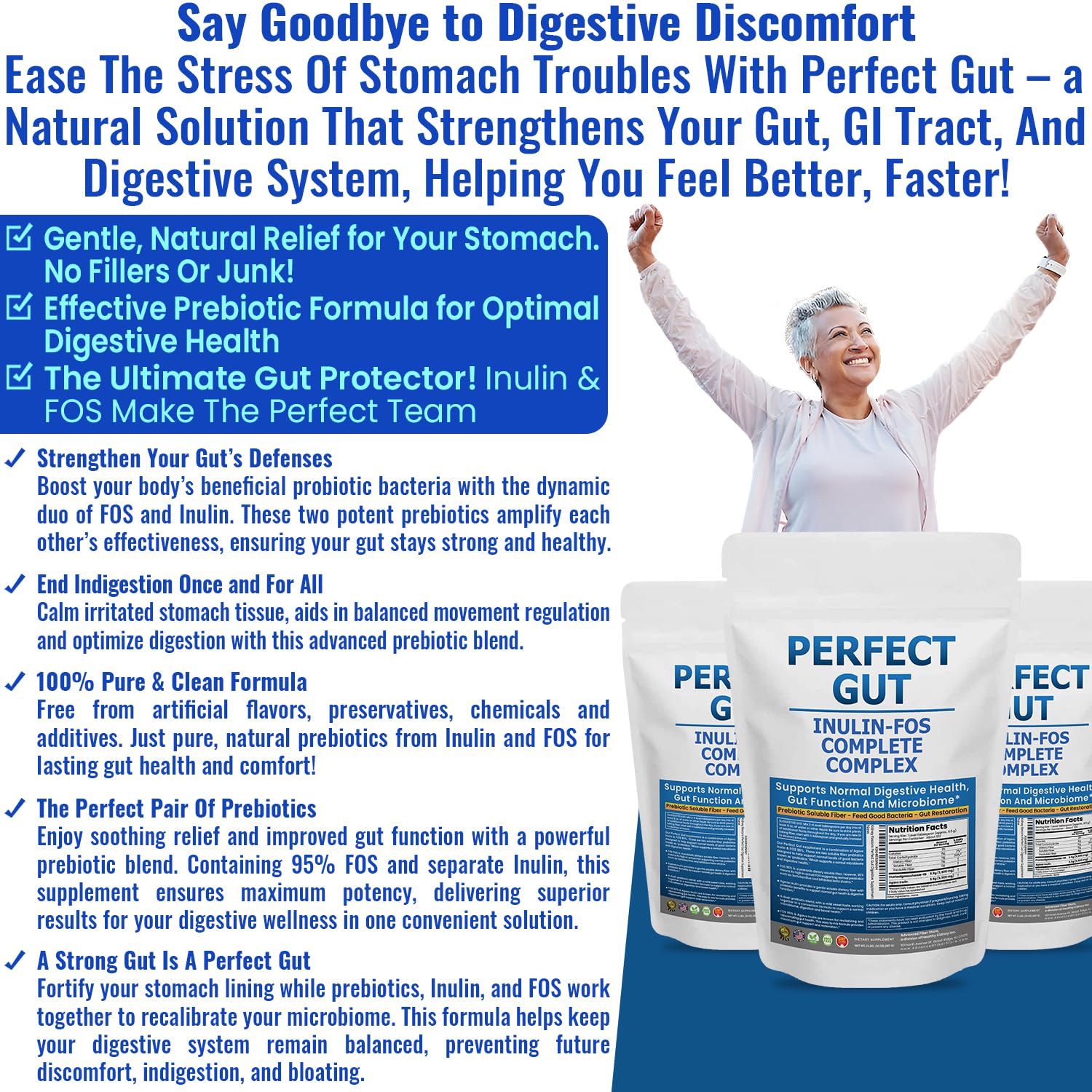 Perfect Gut: Inulin FOS Powder for Gut Health. Prebiotic Inulin. Unique Prebiotic 95% FOS Inulin Agave Fiber Kidney Restore buy supplements canada