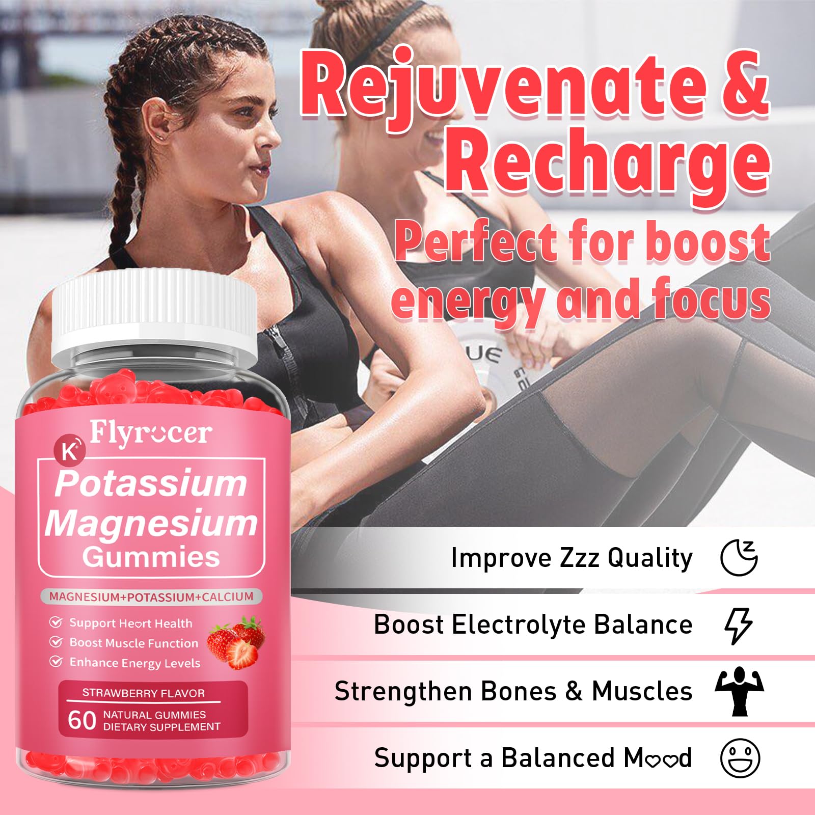 2 Pack Potassium Magnesium Gummies for Men & Women, Potassium Magnesium Supplement for Leg Cramps, Muscle Health, & Electrolyte Balance, Strawberry Flavor, 120 Gummies Flyrocer buy supplements canada