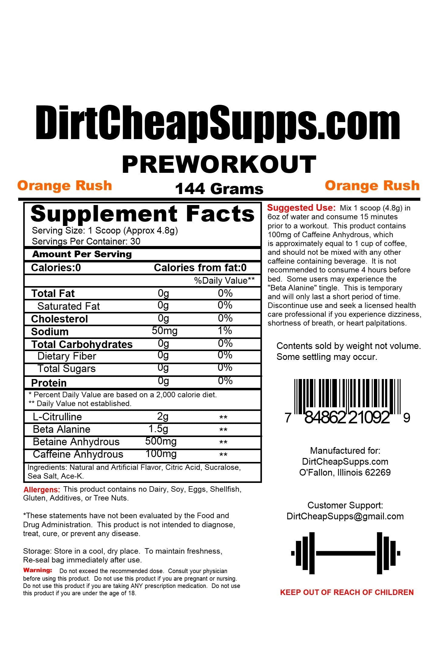 DirtCheapSupps Pre Workout (30 Servings) Orange - Increase Pump and Energy DirtCheapSupps buy supplements canada
