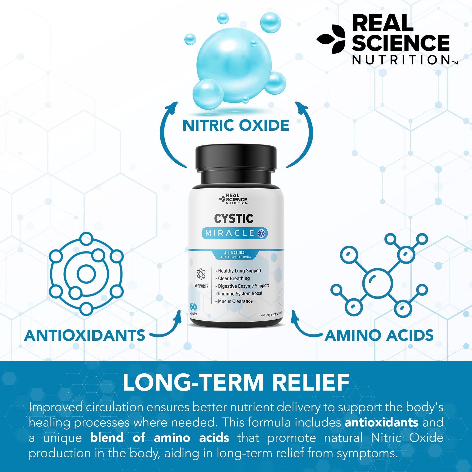 Real Science Cystic Miracle - Lung Support Supplement for Breathing Support and Mucus Clearance – with Vinitrox & GABA to Help Clear Lungs and Aid Respiratory Health, Made in USA, 60 Caps Real Science Nutrition buy supplements canada