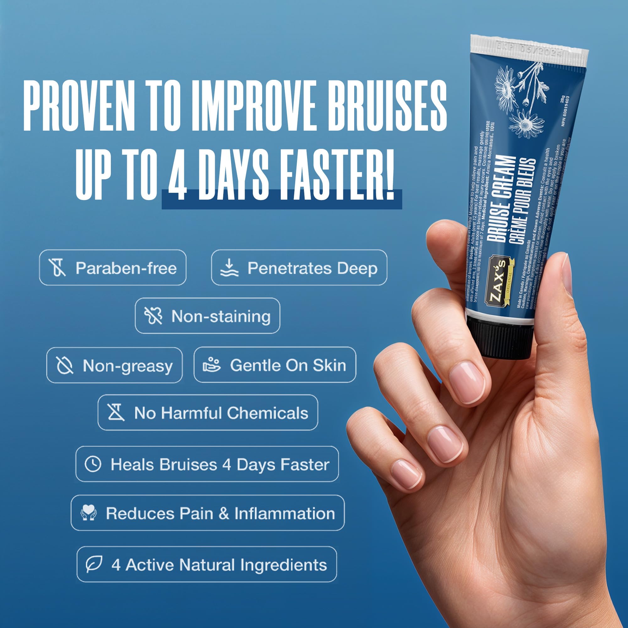 ZAX'S ORIGINAL Bruise Cream - Arnica and Witch Hazel Blend, Gentle on Skin, Plant-Based Ingredients for Skin Care - 28g ZAX'S ORIGINAL buy supplements canada