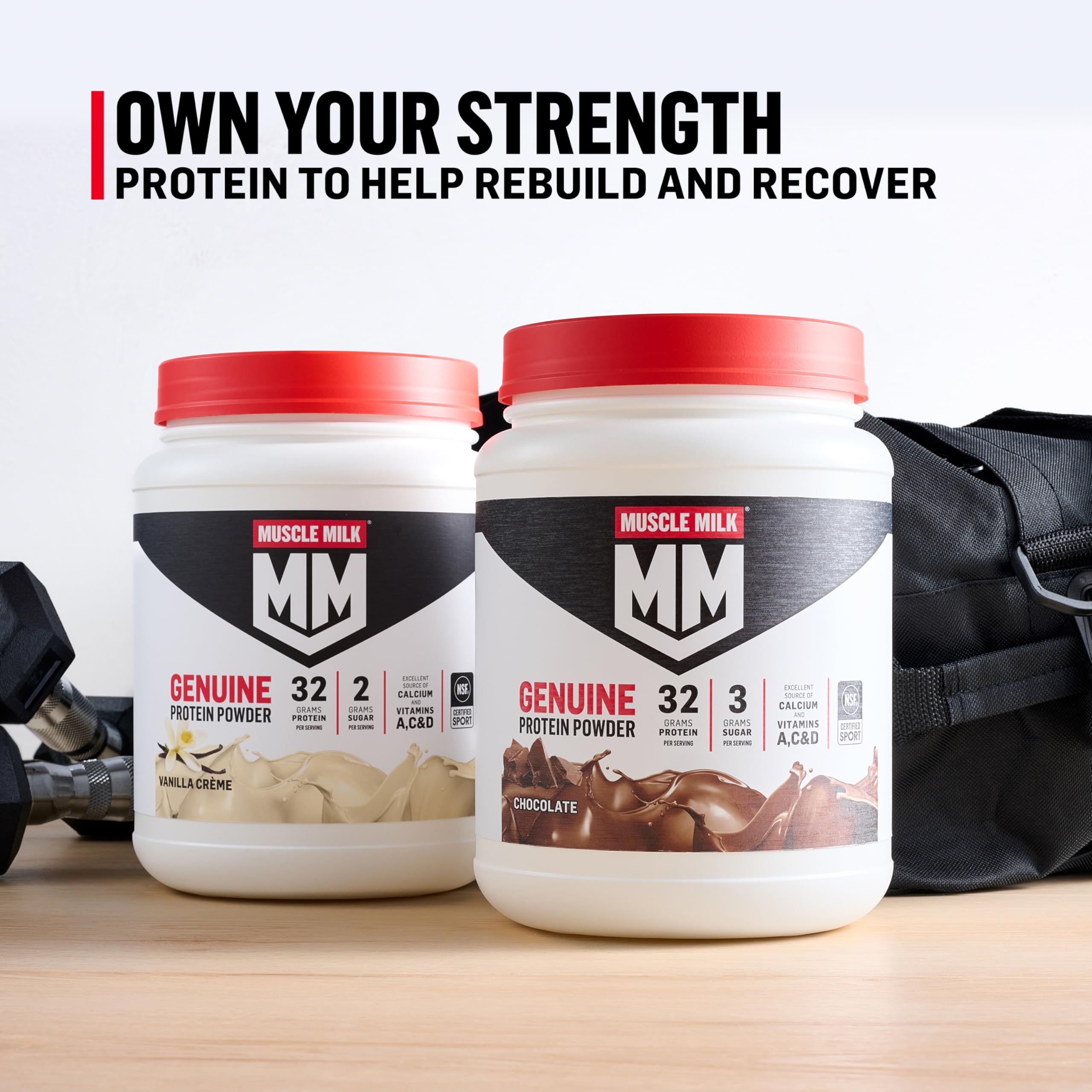 Muscle Milk Genuine Protein Powder, Vanilla Crème, 1.93 Pounds, 12 Servings, 32g Protein, 2g Sugar, Calcium, Vitamins A, C & D, NSF Certified for Sport, Energizing Snack, Packaging May Vary Muscle Milk buy supplements canada