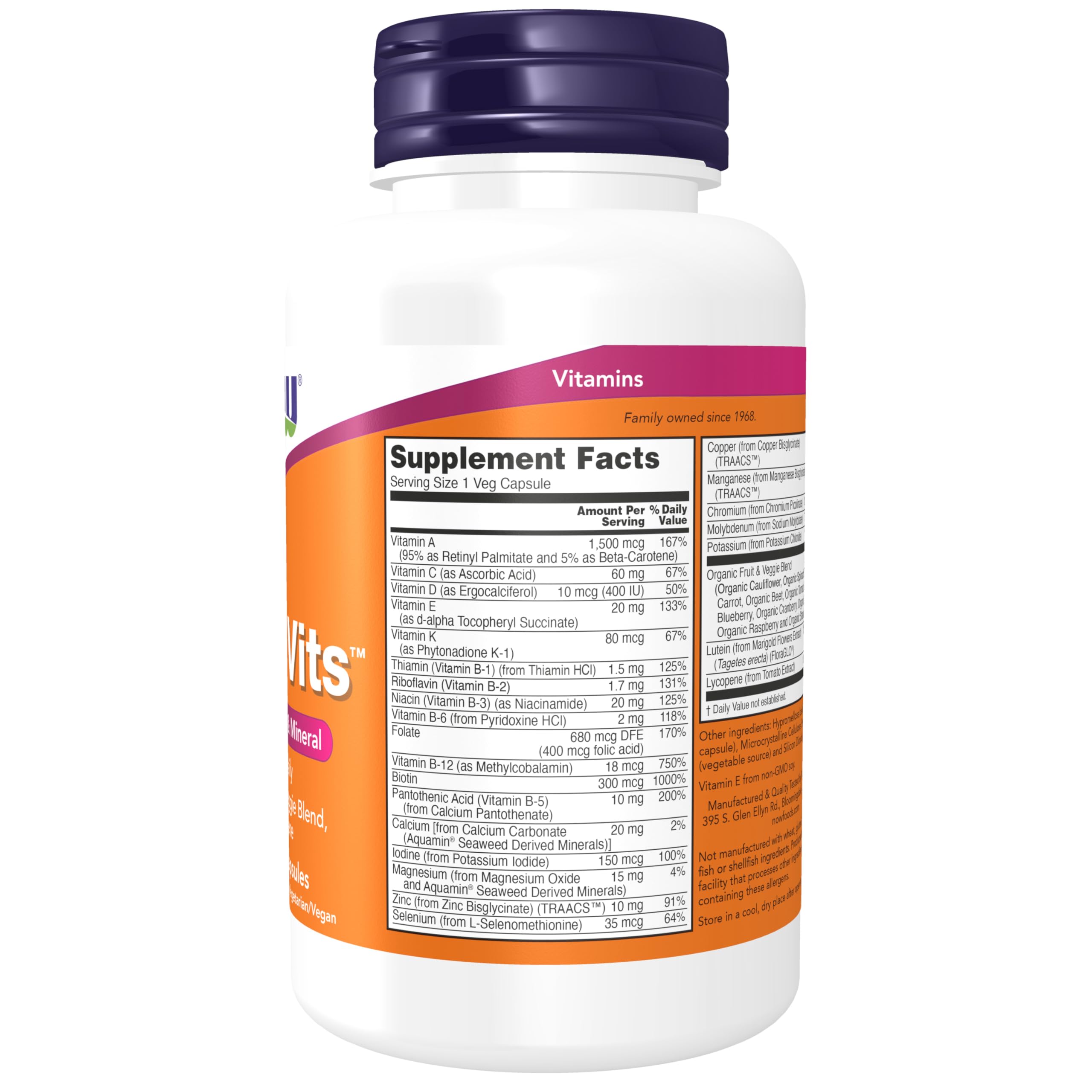 NOW Foods Supplements, Daily Vits™ with Fruit & Veggie Blend, Lutein and Lycopene, 120 Veg Capsules NOW Foods buy supplements canada