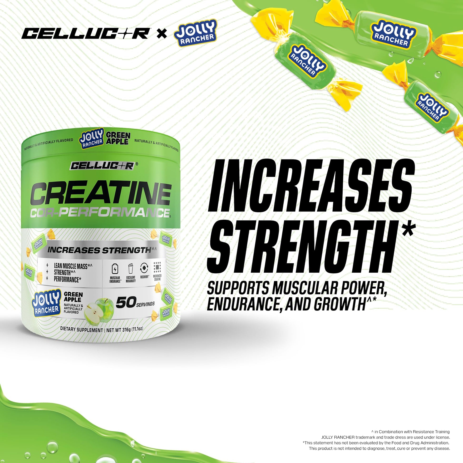 Cellucor Creatine Powder, Jolly Rancher Green Apple - Increases Strength, Lean Muscle Mass & Endurance, Micronized Creatine for Fast Absorption, Cellucor buy supplements canada