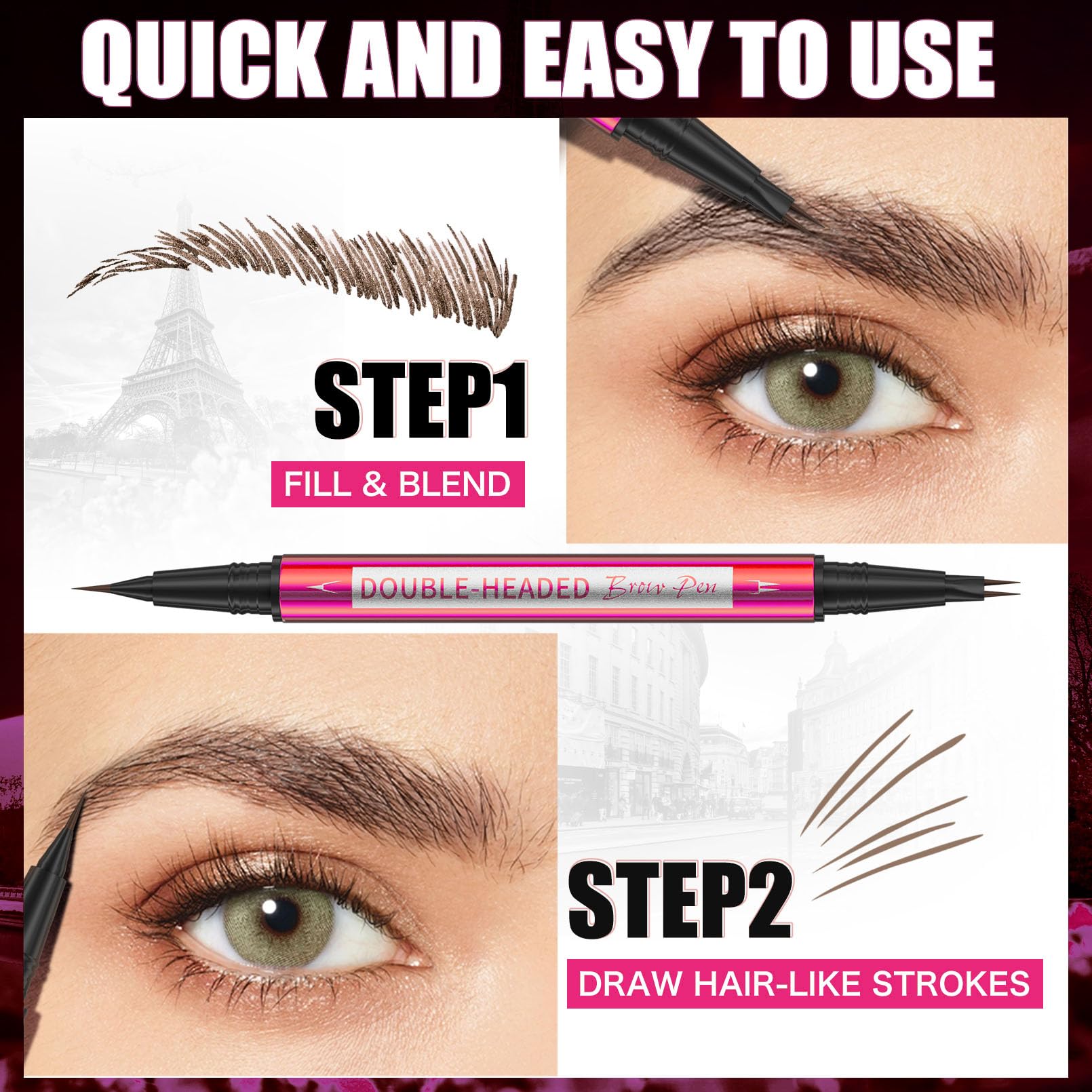 YuLinLon Double-Headed Brow Pen, Ultra-Precise Hair-Like Strokes, Long-Lasting Waterproof Makeup, Available in 5 Natural Shades (3#Dark Brown) Yulinlon buy supplements canada