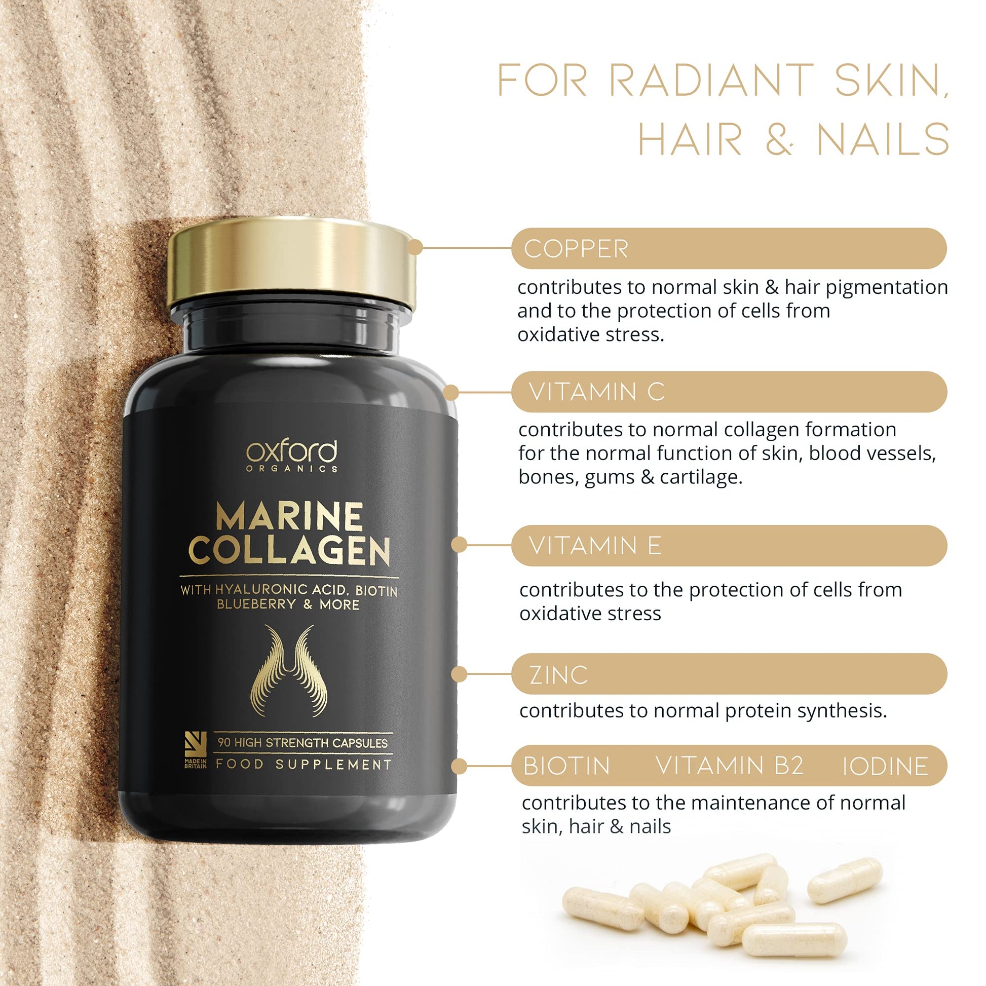 Advanced Marine Collagen Capsules | 1735mg Superfood & Vitamin Boosted Complex for Glowing Hair, Skin & Nails Oxford Organics buy supplements canada