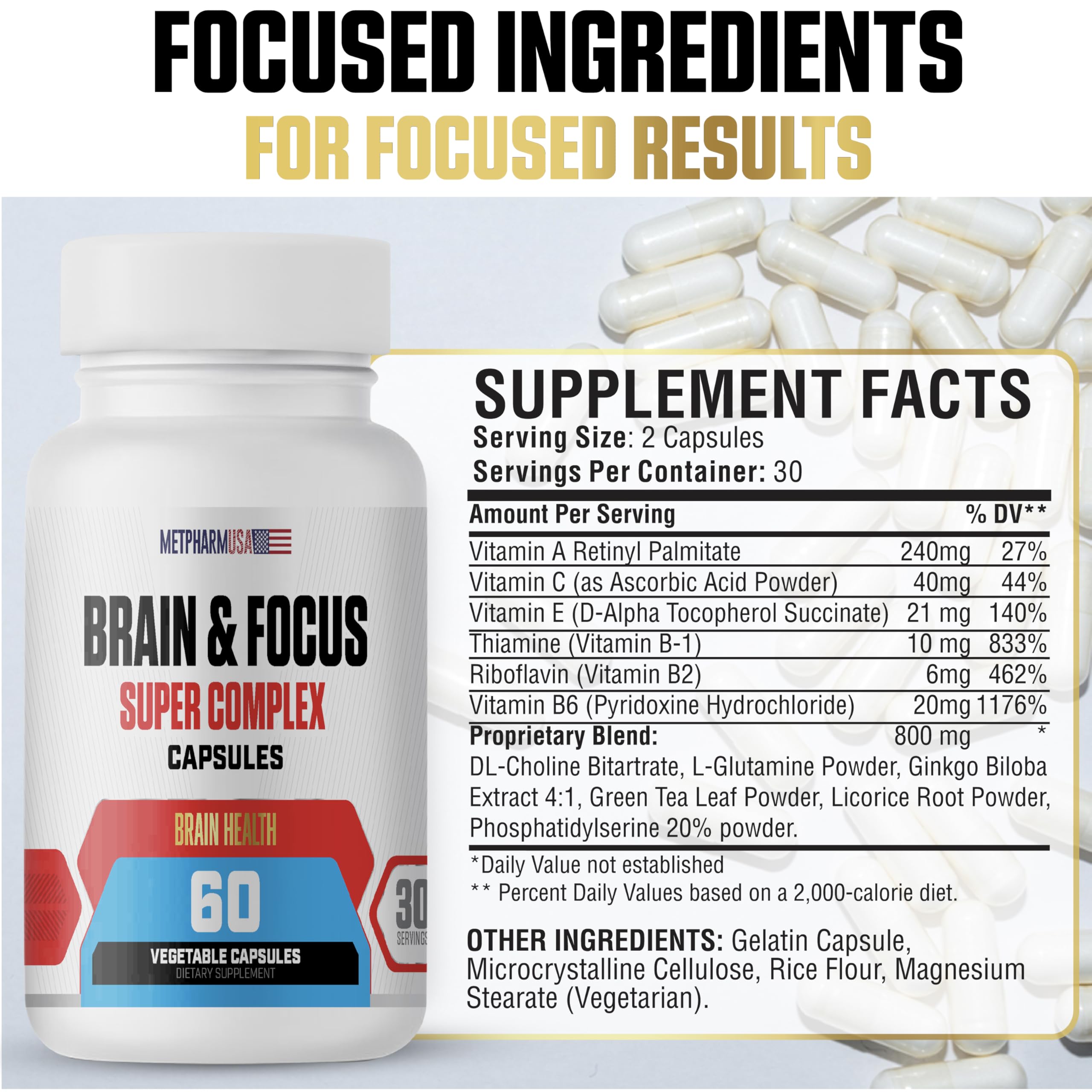 MetpharmUSA Brain & Focus Nootropic Super Complex Supplement for Brain Support and Performance, Improved Focus Memory and Mental Performance MetpharmUSA buy supplements canada