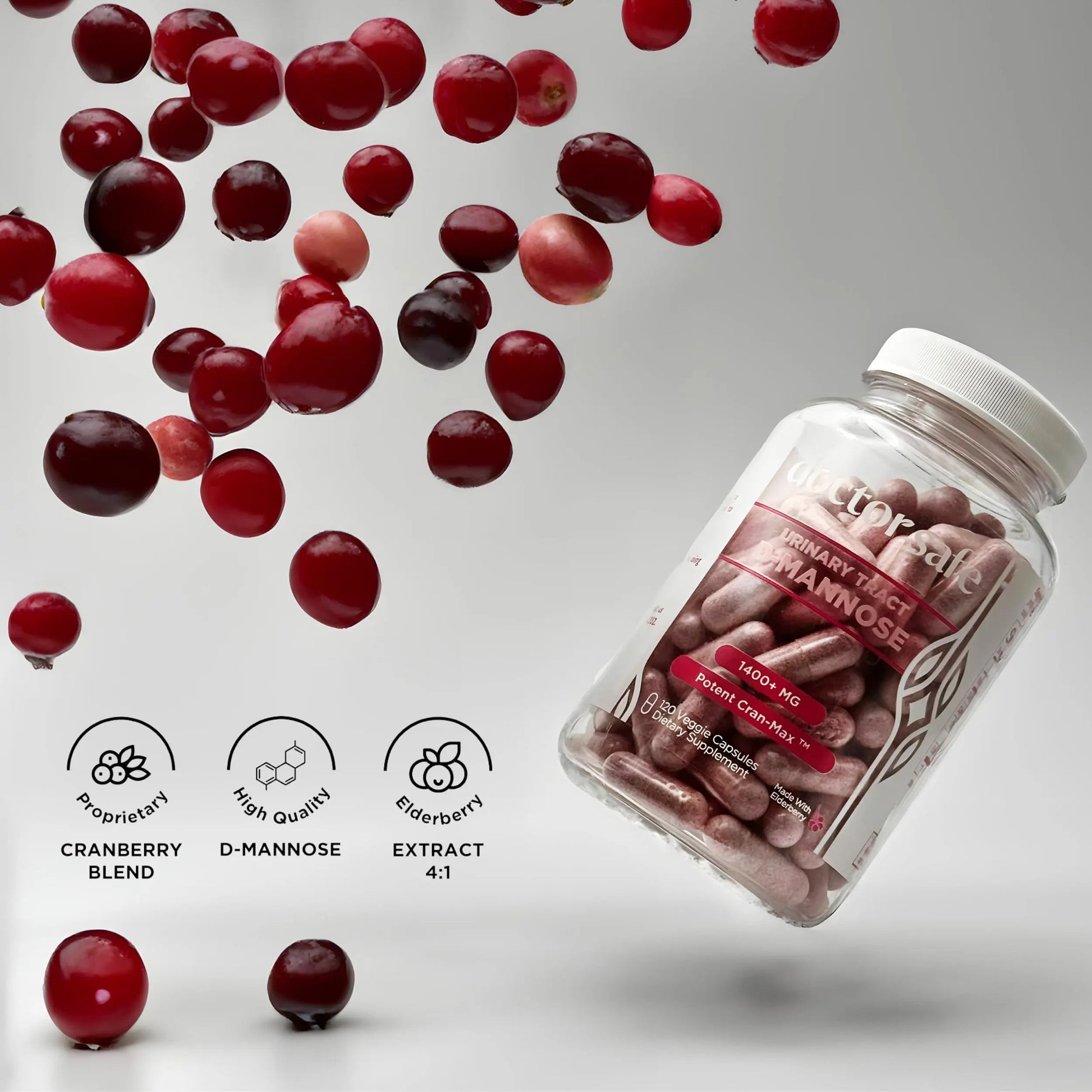 Cranberry Supplement, D-Mannose Capsules Made with Concentrated Whole Fruit Cranberry, Natural Support for Rapid Action to Help Cleanse and Protect the Urinary Tract* (120 Count) DOCTOR SAFE buy supplements canada