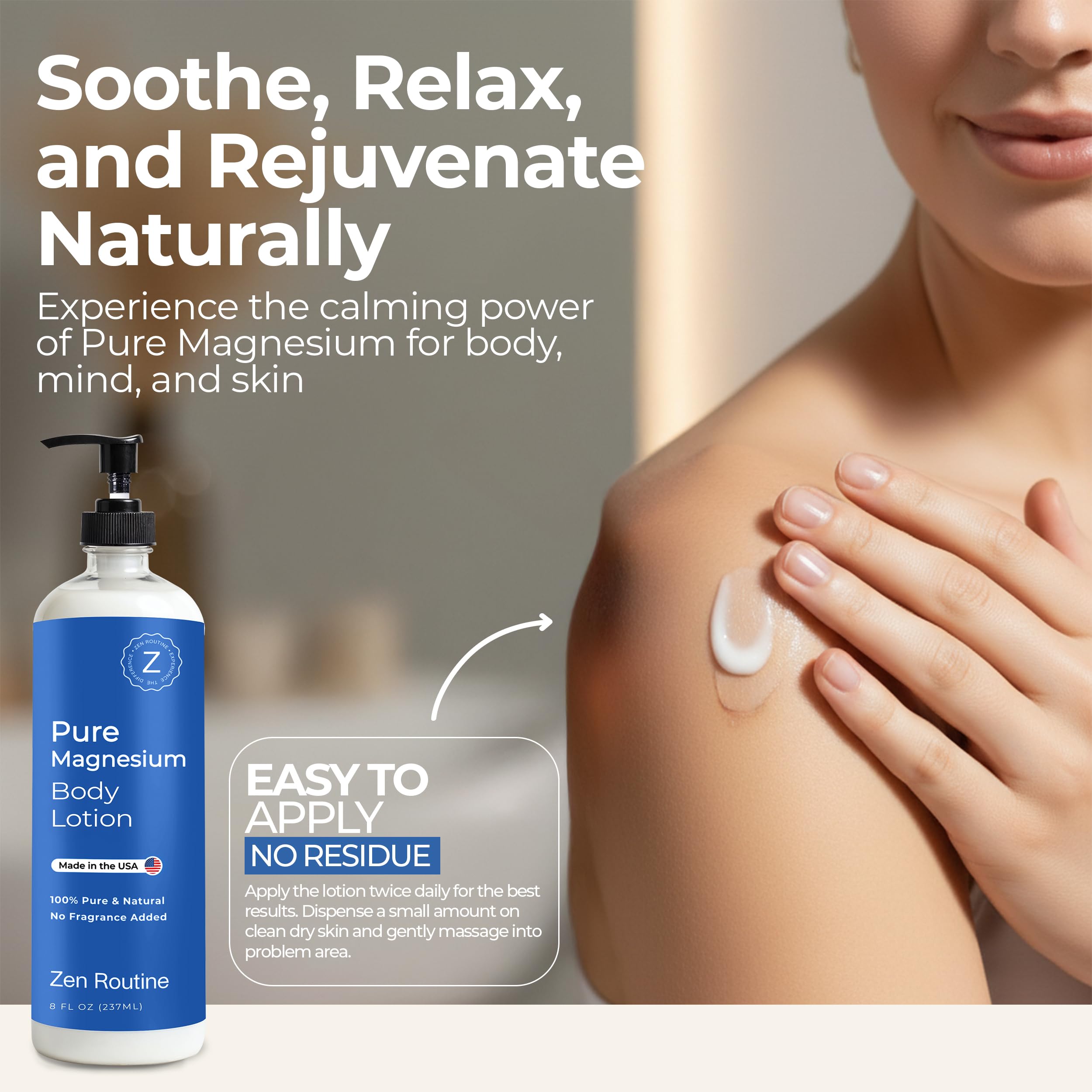 Zen Routine Magnesium Lotion for Sleep, Leg Cramps & Muscle Soreness with Shea Butter | Award-Winning Cream For Sleep – Safe for Kids – Unscented, Non-Greasy, Ultra Soothing – Made in USA Zen Routine buy supplements canada