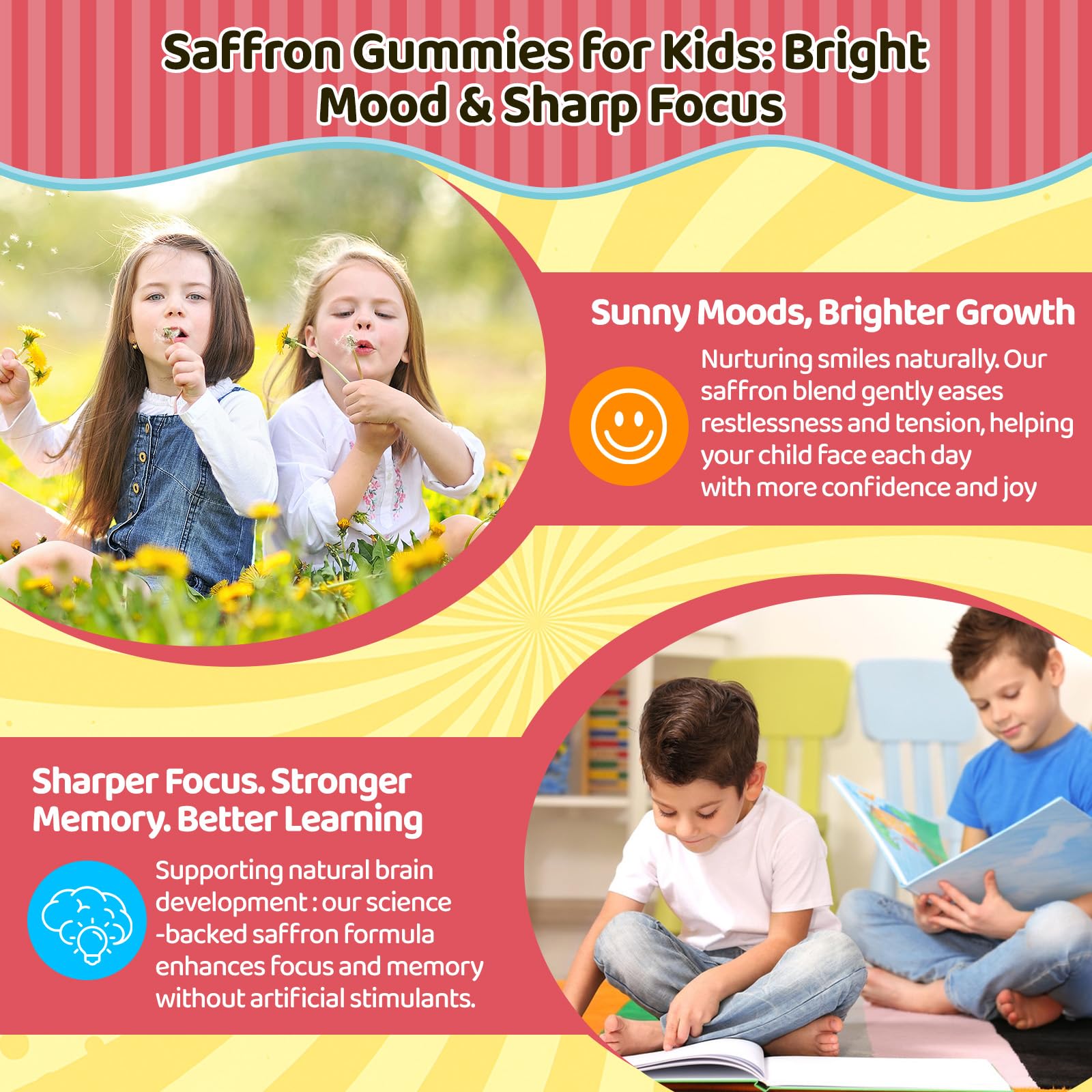Liposomal Saffron Gummies for Kids 4+, Saffron Supplements w/Holy Basil, Rosemary, Magnesium Glycinate, Omega-3 & More, Brain Focus Support Supplement, Vegan, Organic, Sugar Free, 60 Chewables duwhot buy supplements canada