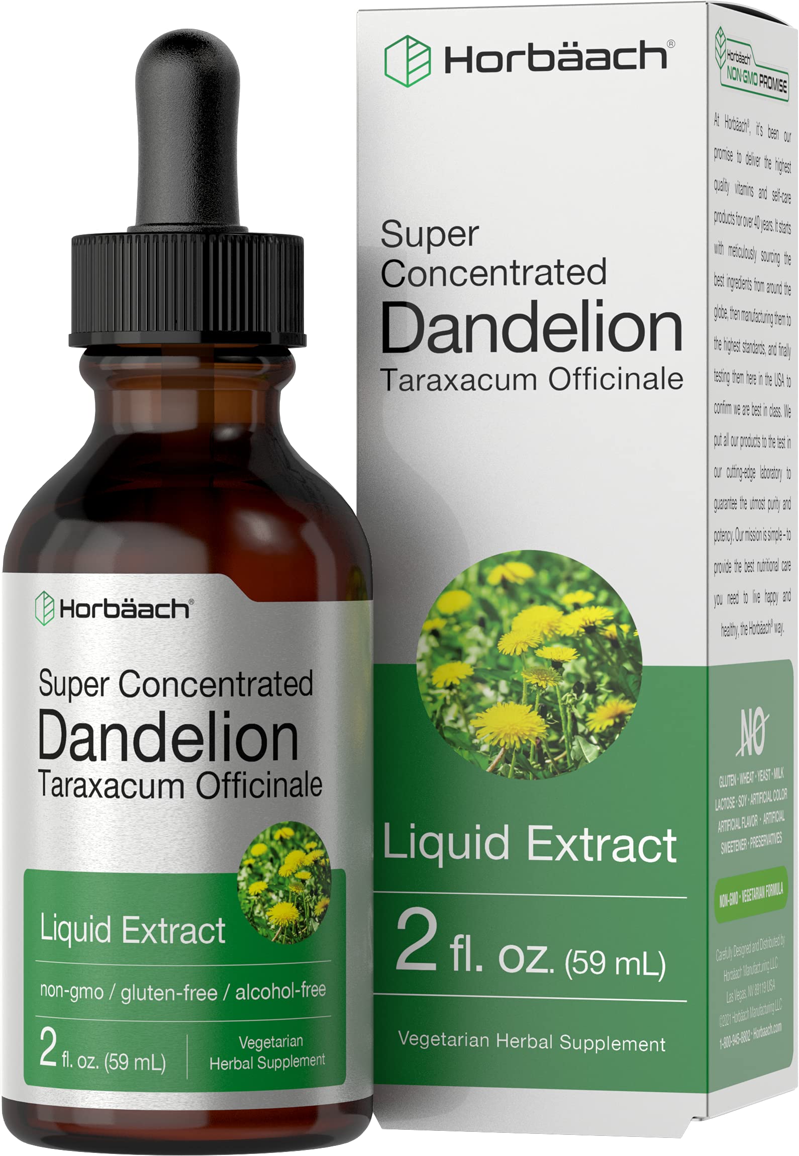 Dandelion Root Extract | 2 fl oz | Super Concentrated | Alcohol Free Liquid Tincture Horbäach buy supplements canada
