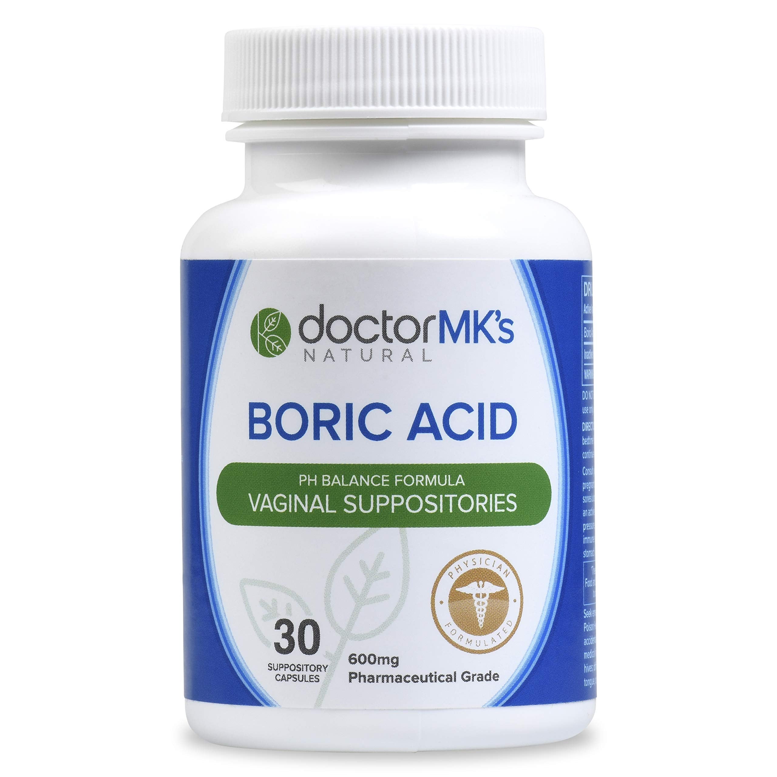 doctor MK's NATURAL Boric Acid Suppossitories (600mg) with Individually Wrapped Applicators doctor MK's NATURAL buy supplements canada